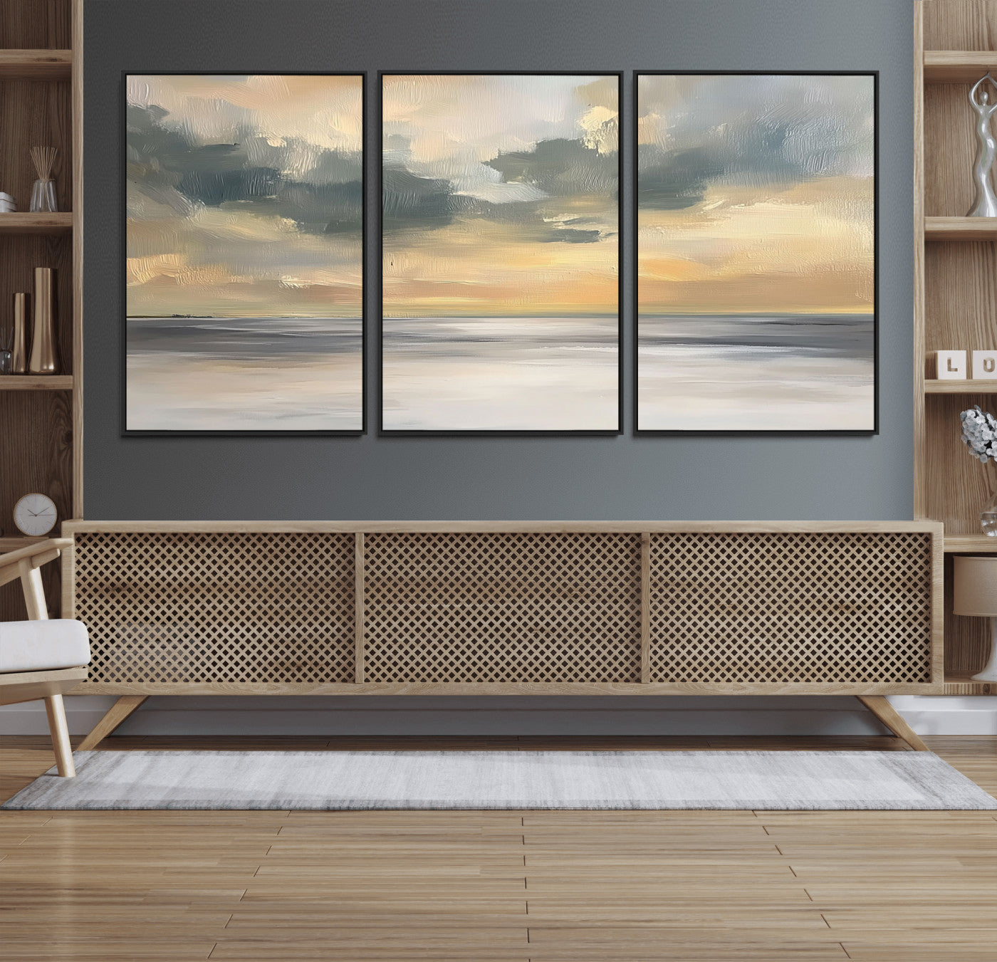 MGV-FC-60X30-3P - Modern Coastal Artwork with Vibrant Abstract Ocean Waves Wall Art Canvas Print for Contemporary