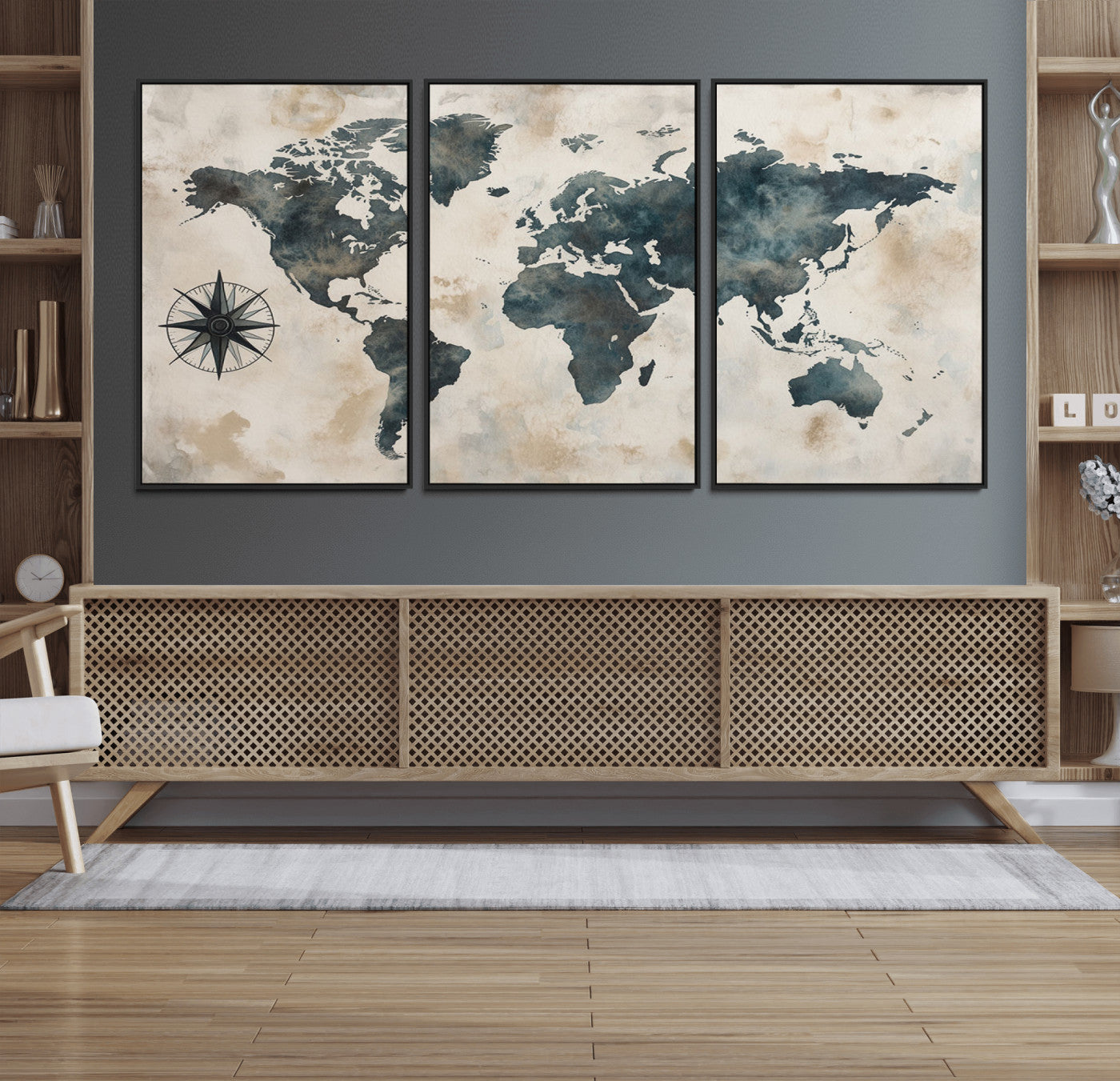 MGV-FC-60X30-3P - Push Pin World Map Canvas Print – Framed Wall Art for Couples to Track Their Travels – Anniversary