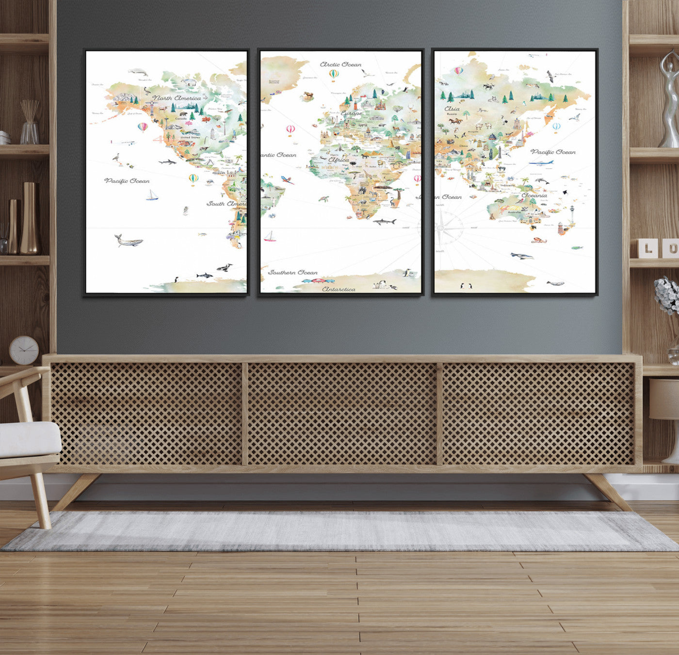 MGV-FC-60X30-3P - Push Pin World Map Canvas Print – Framed Wall Art for Couples to Track Their Travels – Anniversary