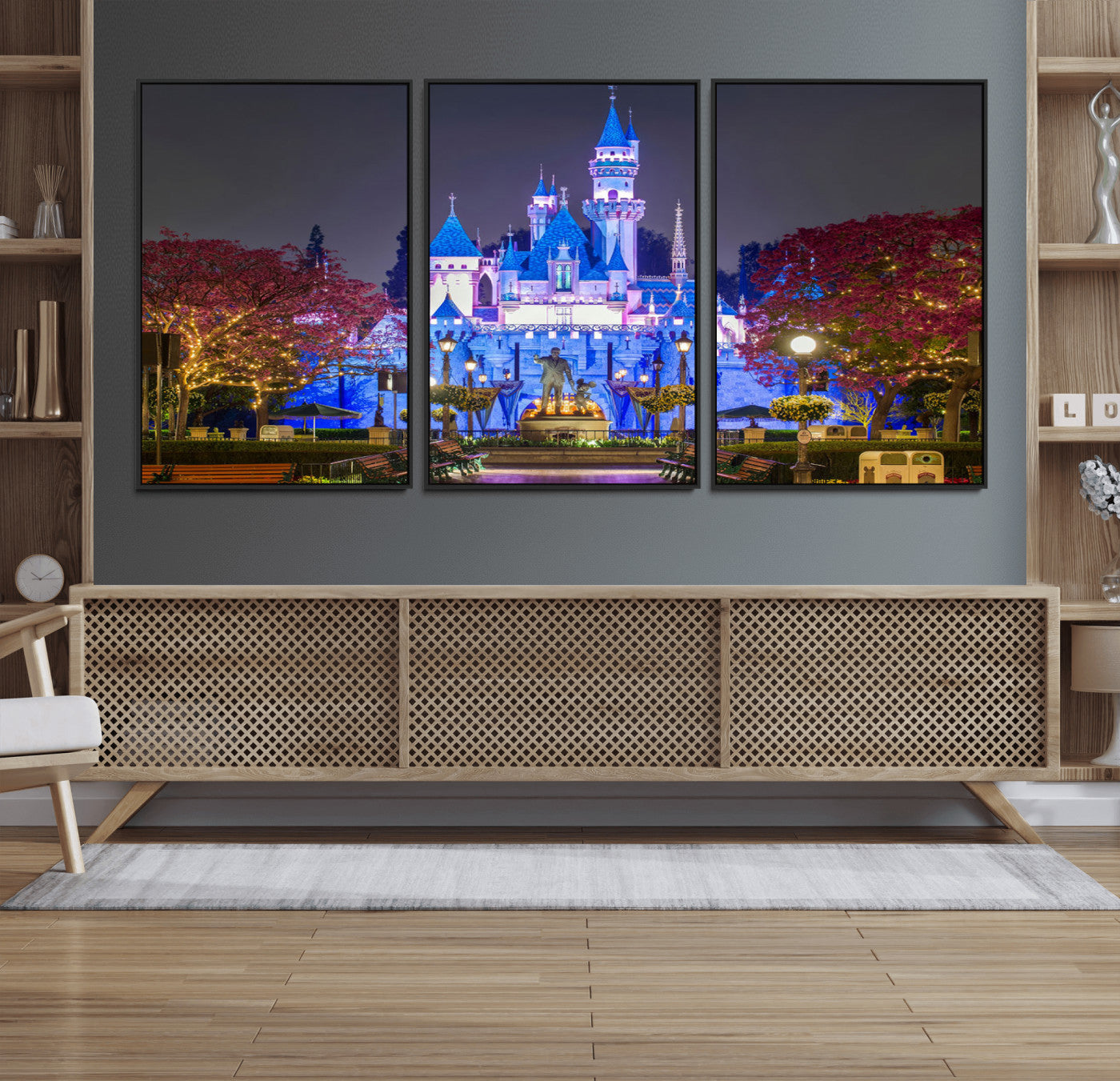 MGV-FC-60X30-3P - Large Disney Castle Wall Art Canvas Print - Magic Kingdom Kids Room Decoration Disney World