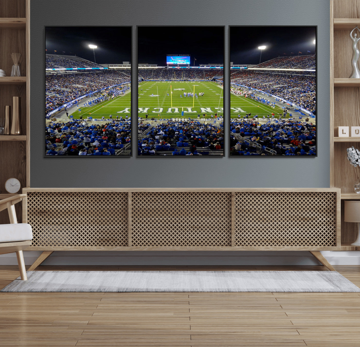14304-MGV-FC-60X30-3P_Black-Kroger Field Canvas Wall Art - Kentucky Stadium Wall Art Print - Sunset Football Stadium Wall Decor