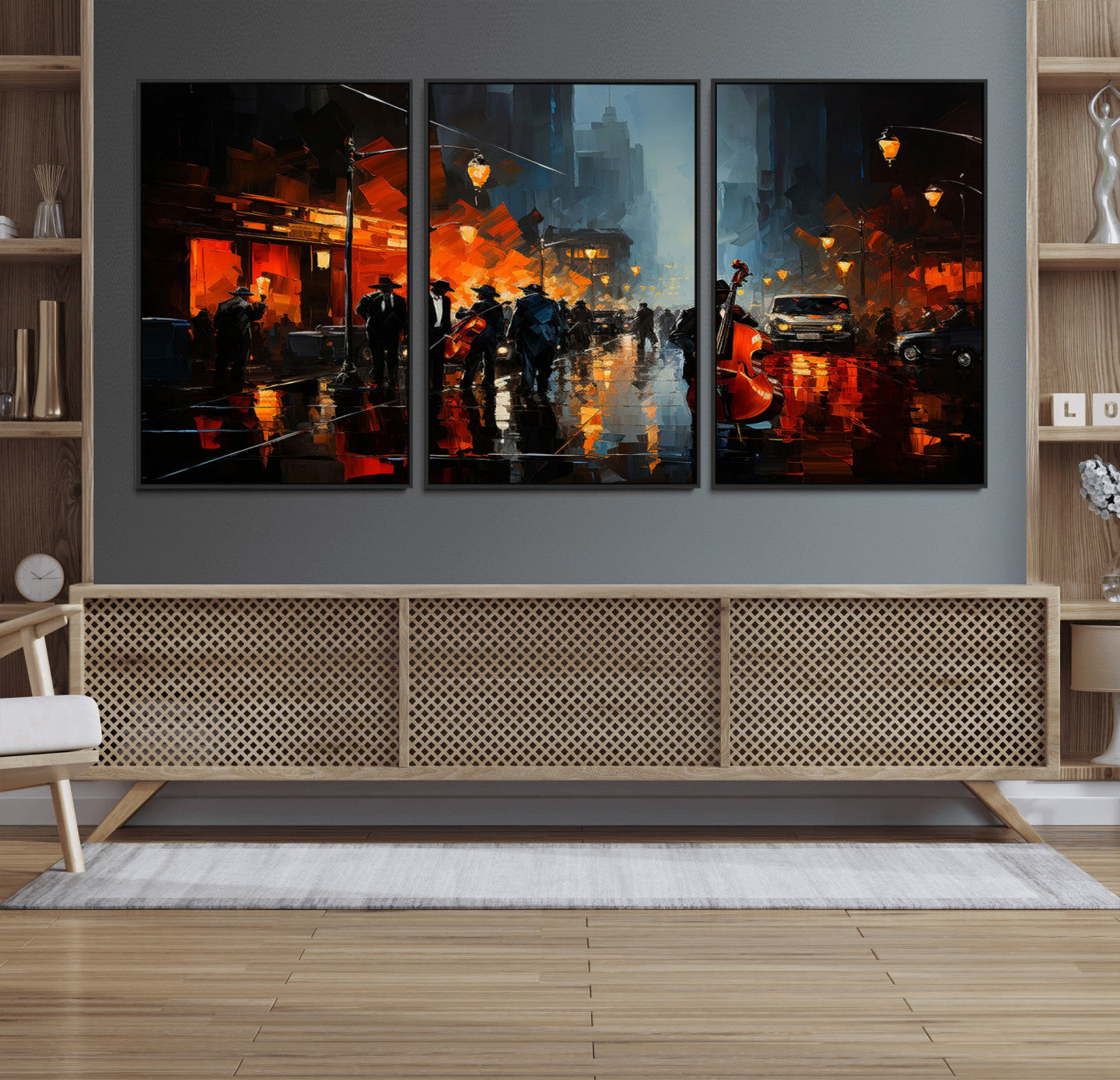 MGV-FC-60X30-3P - Winston Porter Jazz Wall Art - African American Music Canvas - Abstract Colorful Music Art - Framed