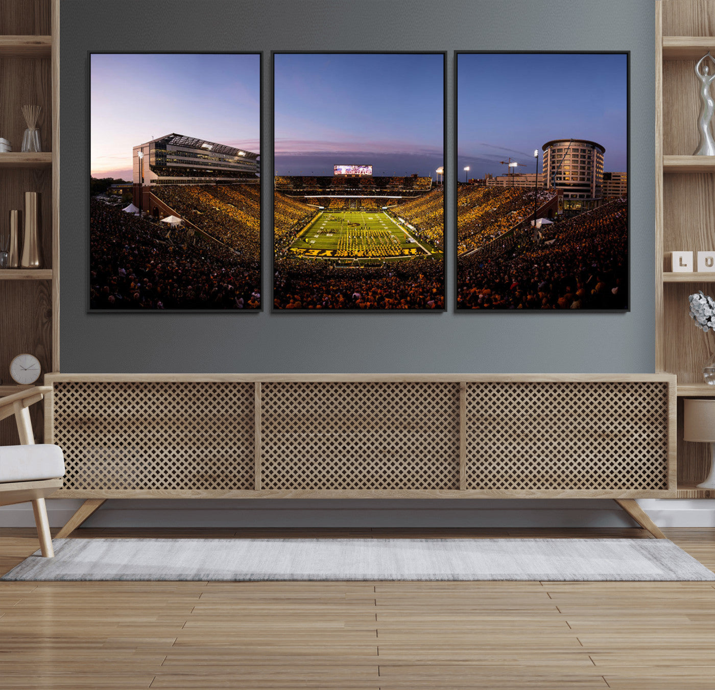 82557-MGV-FC-60X30-3P_Black-Iowa Hawkeyes Kinnick Stadium Wall Art Canvas Print, Framed Iowa Hawkeyes Kinnick Stadium Canvas