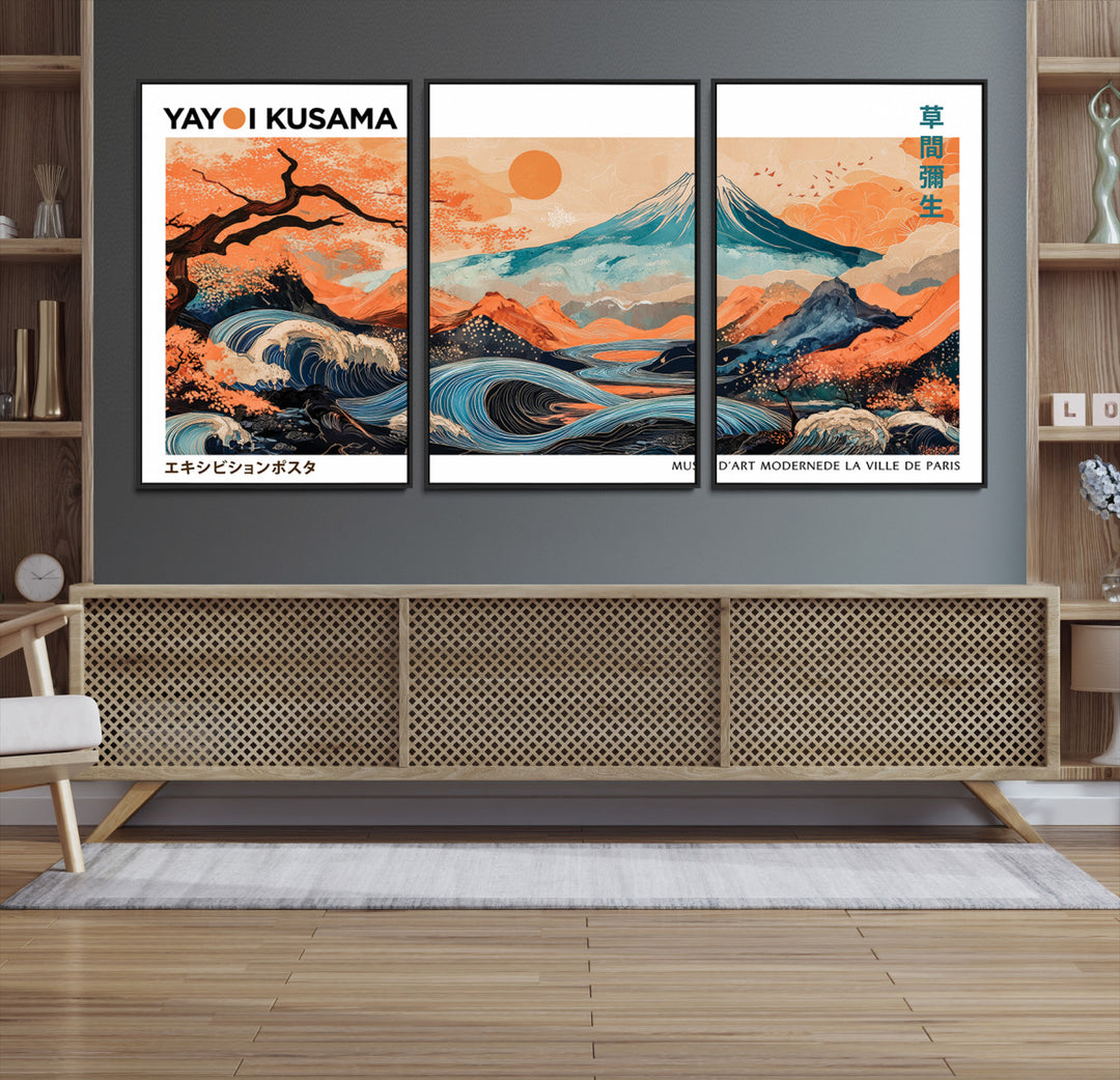 Yayoi Kusama 1986 Wall Art Print – Yayoi Kusama Wabi Sabi Japanese Wall Art Print - Vibrant Abstract Landscape Canvas – Ready-to-Hang Print
