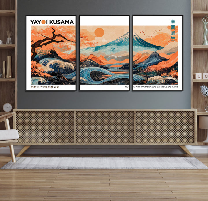 Yayoi Kusama 1986 Wall Art Print – Yayoi Kusama Wabi Sabi Japanese Wall Art Print - Vibrant Abstract Landscape Canvas – Ready-to-Hang Print