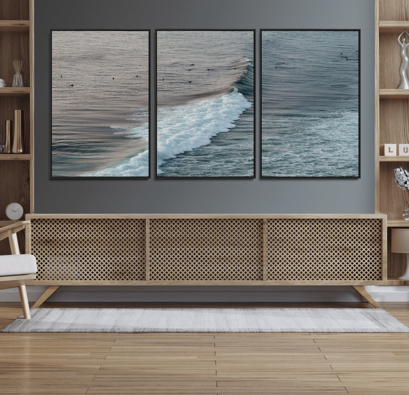 23077324-MGV-CV-36X24-Ocean Waves Wall Art Canvas Print – Framed Coastal Serenity Surf Nature Scene Artwork for Home Office