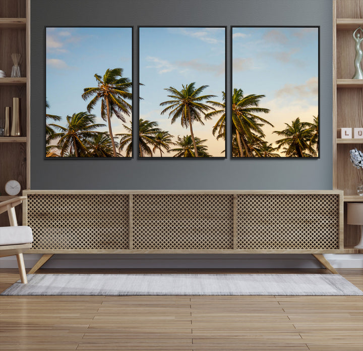 Palms Wall Art Canvas Print, Framed Tropical Art Picture Print, Coastal Perfect Coastal Decor Artwork