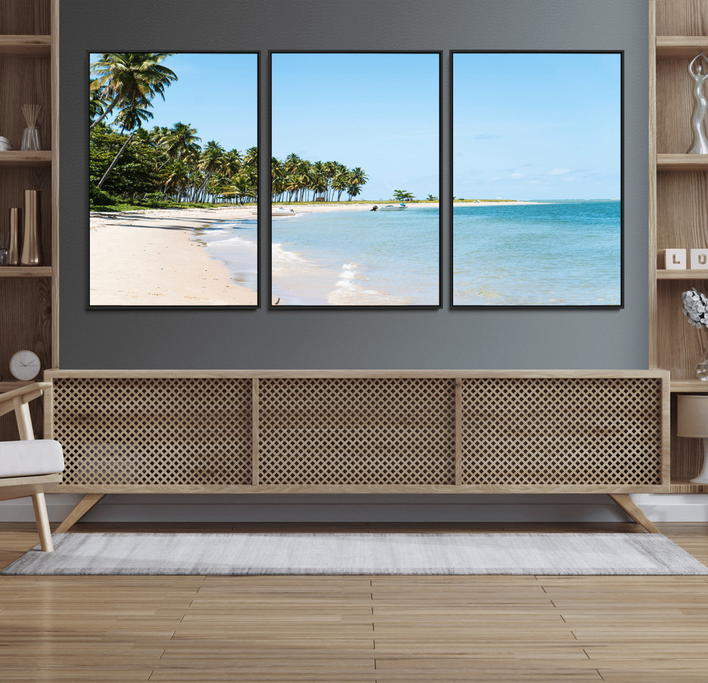 37858872-MGV-CV-36X24 - Palm Tree Paradise Coastal Wall Art – Beach Scene and Ocean Breeze Canvas Print Tranquil Tropical Shore Decor for Living Room, Bedroom or Office
