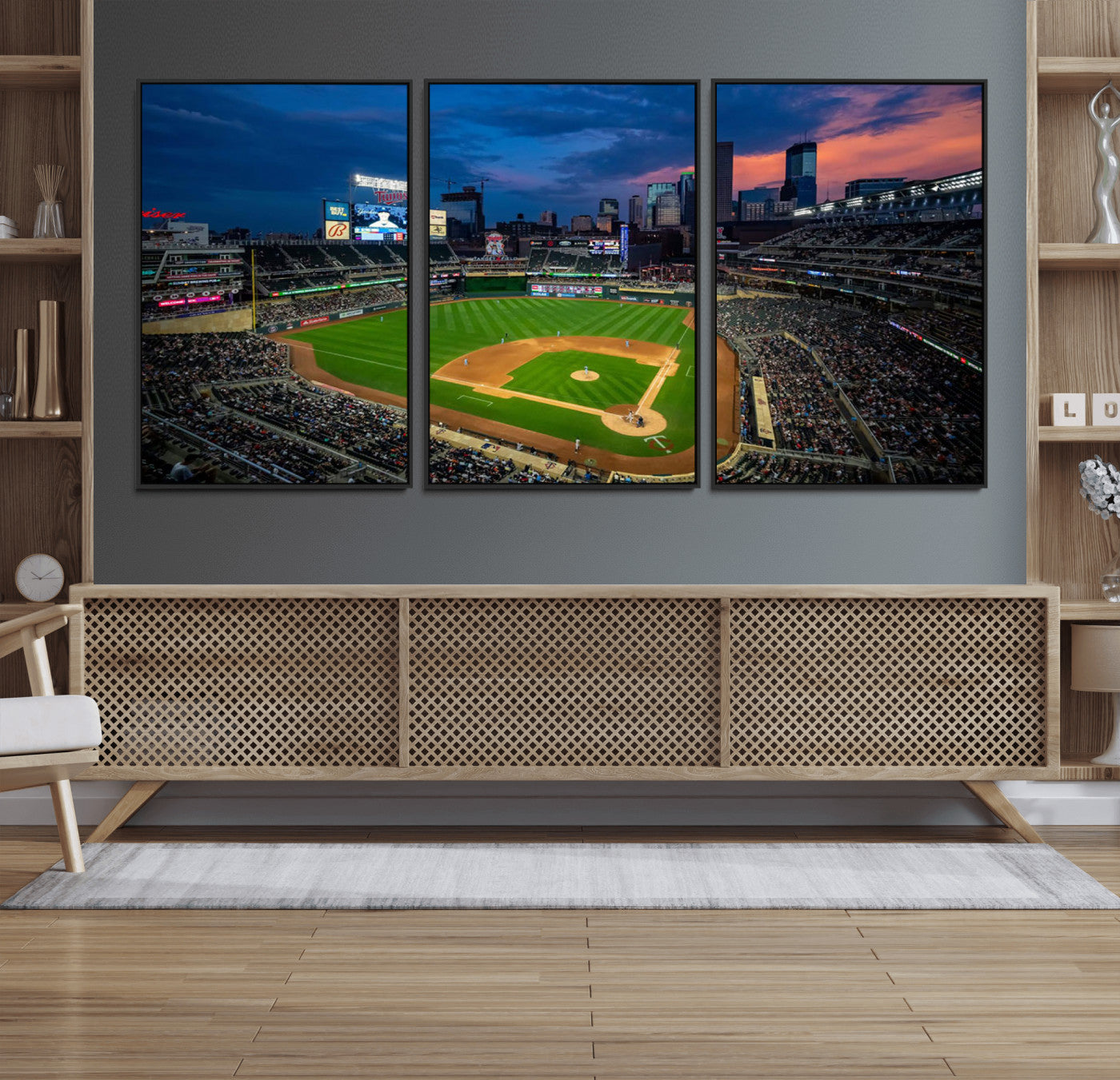68222753-MGV-CV-36X24-Target Field Wall Art Canvas Print – Baseball Stadium Scene, Minneapolis Major League Baseball Artwork for Home, Office