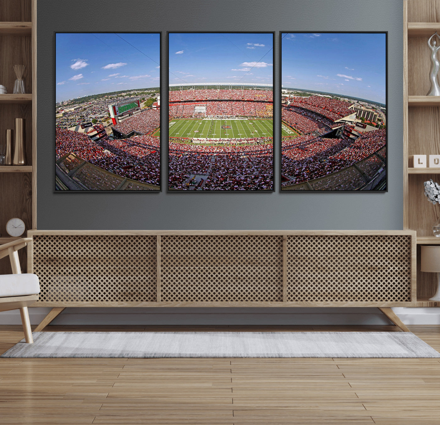 29492070-MGV-FC-60X30-3P - William Brice Stadium Wall Art Canvas Print – Stadium Crowd Sports Field Outdoor Event Football Game Artwork for Home Office