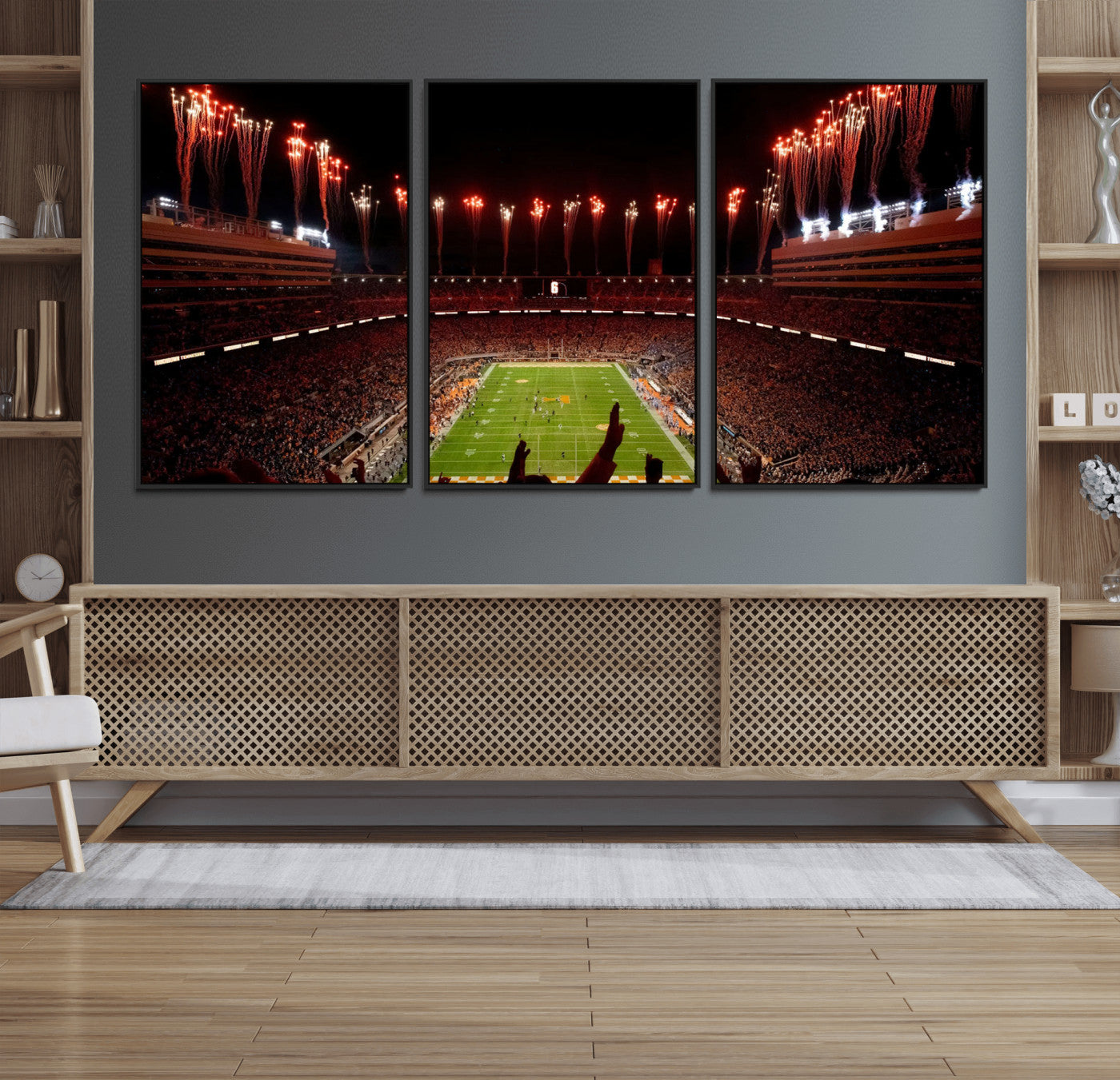 73358115-MGV-FC-60X30-3P - Tennessee Neyland Stadium Wall Art, Sports Arena Canvas Print, Panoramic Stadium Canvas Artwork for Home, Office