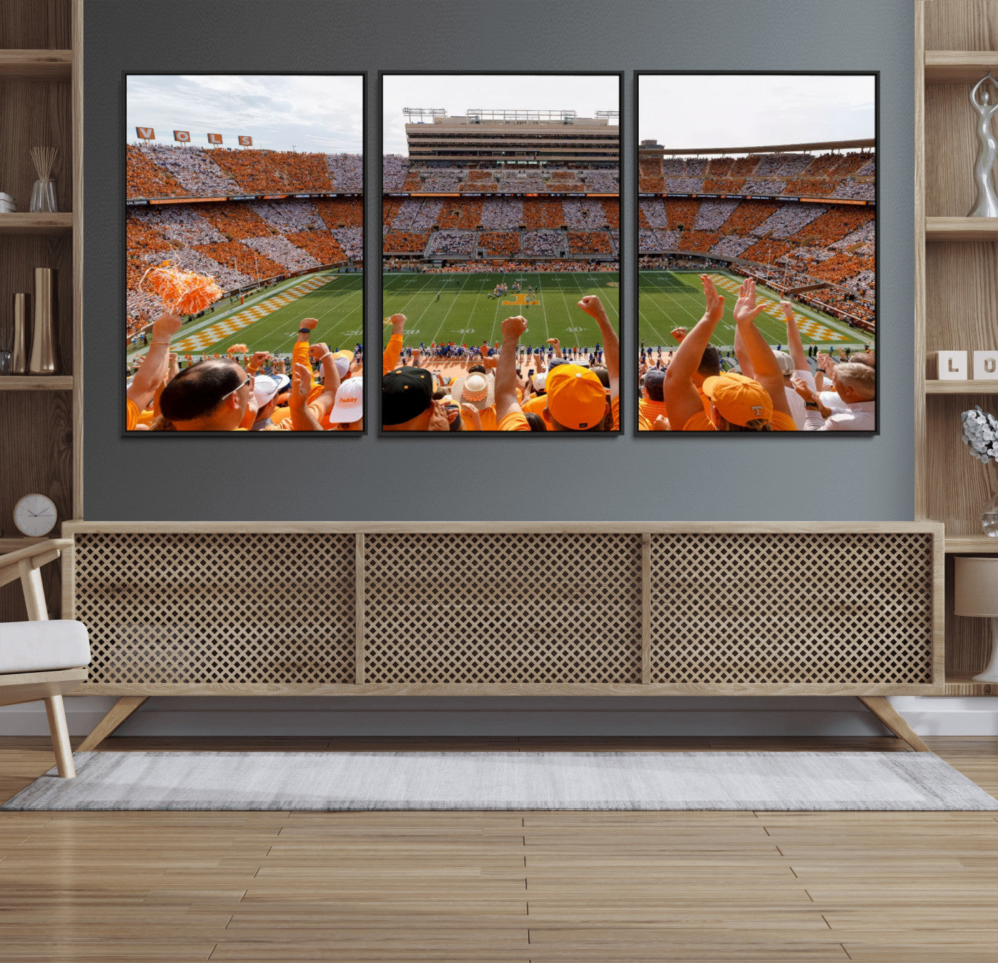 76011417-MGV-FC-60X30-3P - Tennessee Neyland Stadium Wall Art, Sports Arena Canvas Print, Panoramic Stadium Artwork for Home, Office