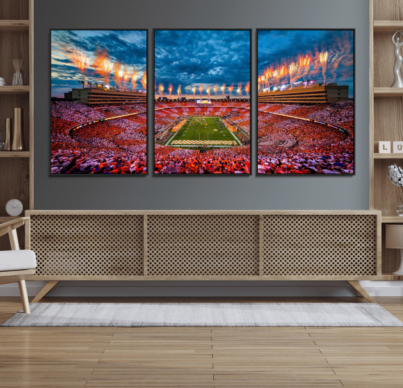 94266219-MGV-FC-60X30-3P_Black-Tennessee Neyland Stadium Wall Art, Sports Arena Canvas Print, Panoramic Stadium Artwork for Home, Office