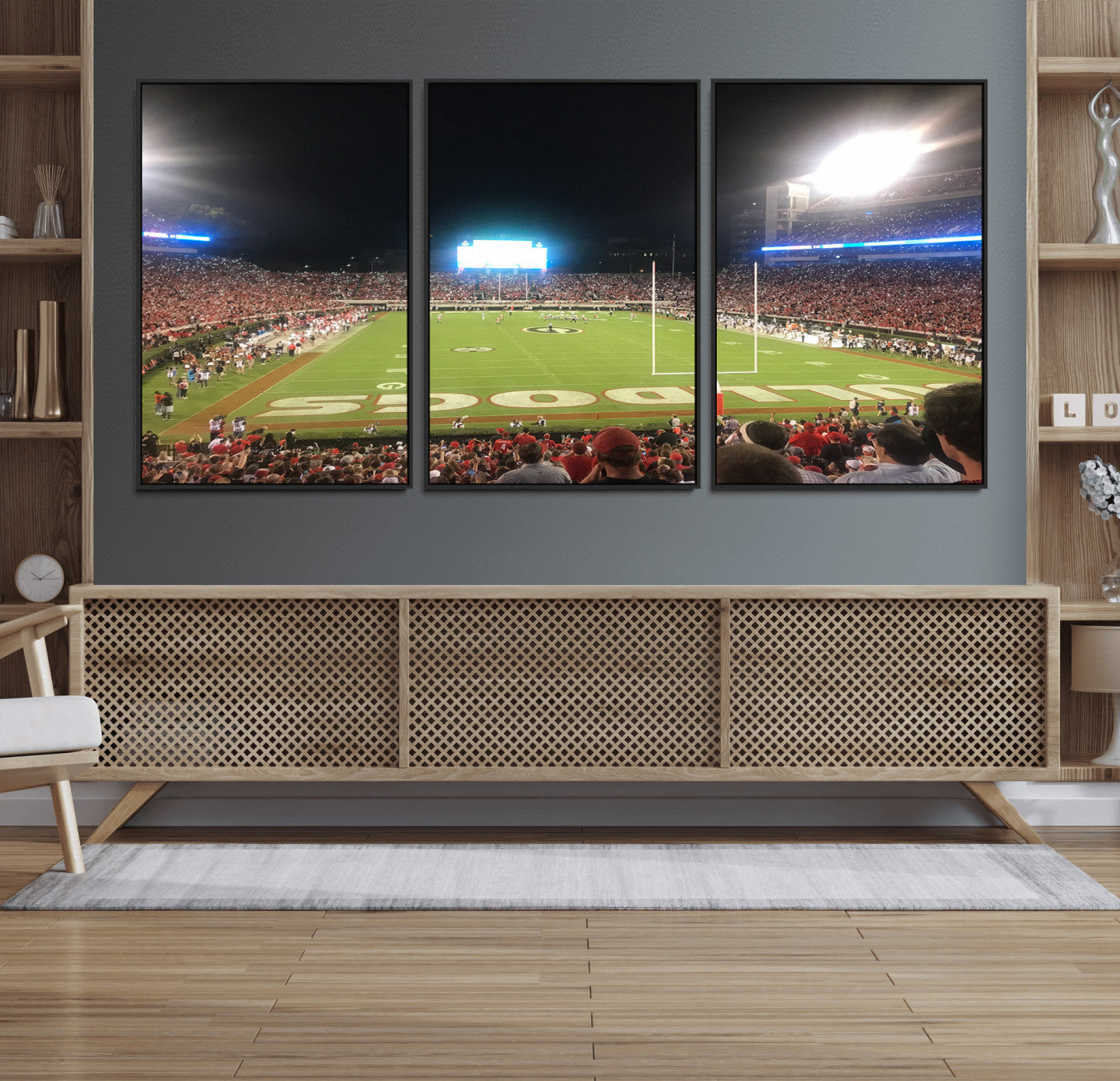 16230786-MGV-FC-60X30-3P - Dooley Stadium Wall Art, Sports Arena Panoramic Canvas Print, Modern Stadium Landscape Artwork for Home, Office