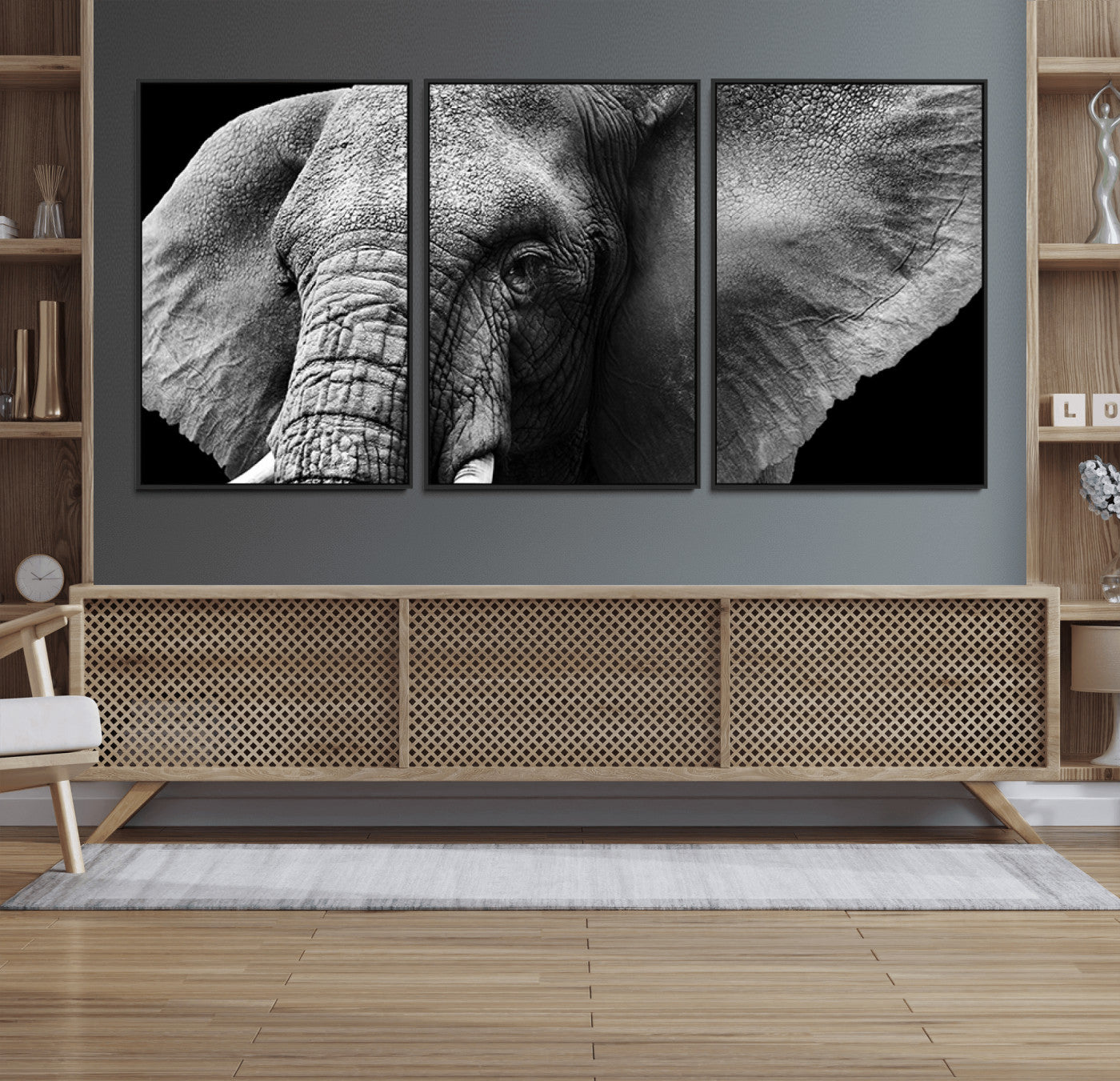 27820-MGV-FC-60X30-3P_Black-Big Elephant Close Up Wall Art Canvas Print