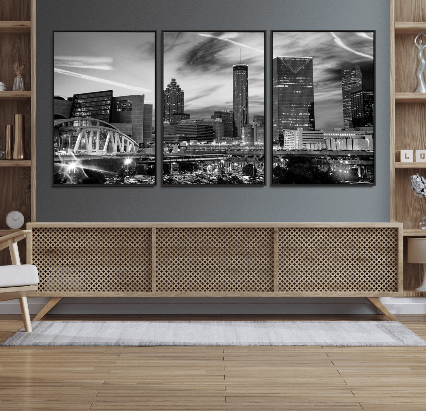 34800-MGV-CV-36X24-Black and White Atlanta Wall Art Canvas Print