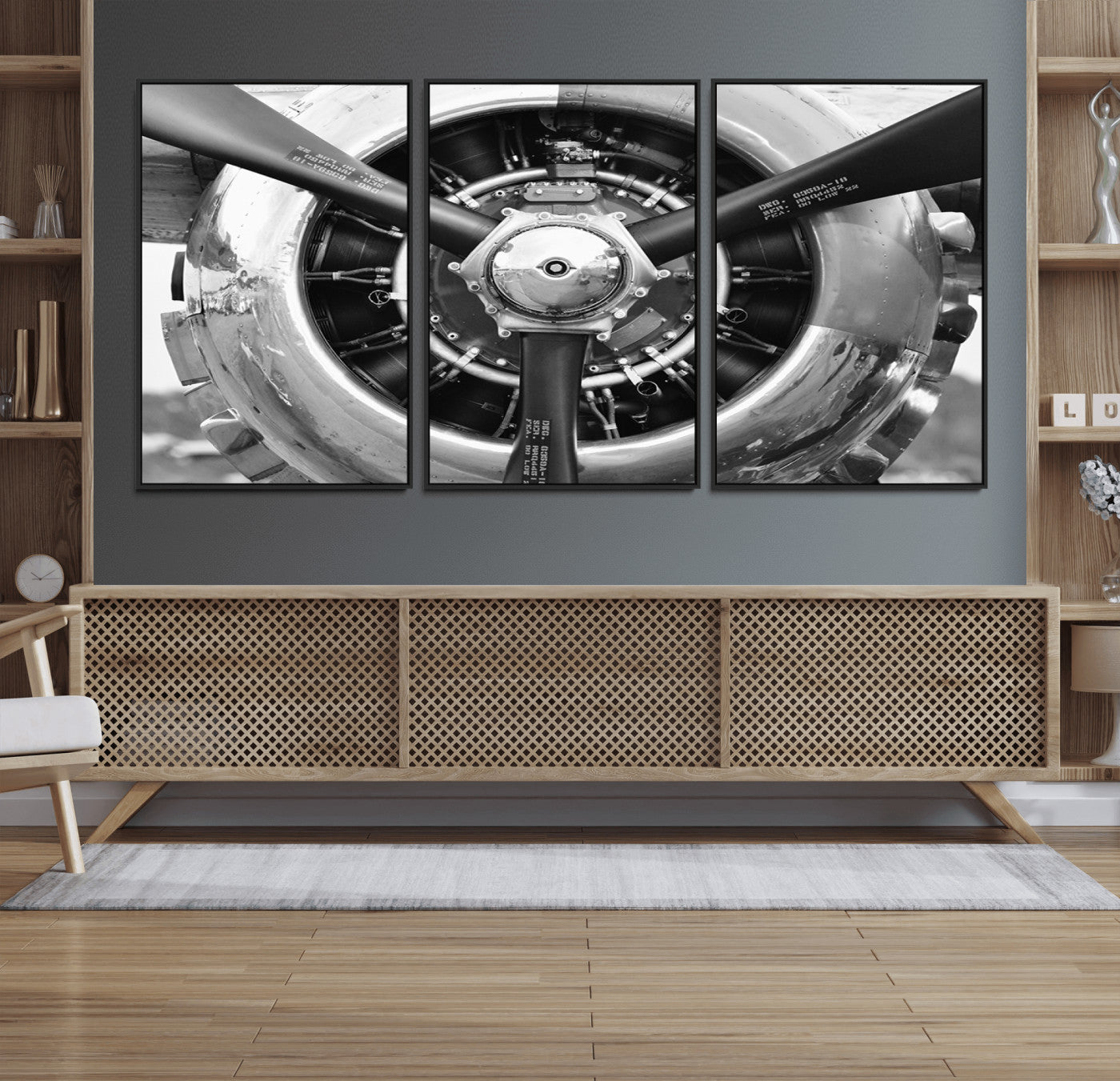 28132-MGV-FC-60X30-3P_Black-Vintage Airplane Wall Art Canvas Print