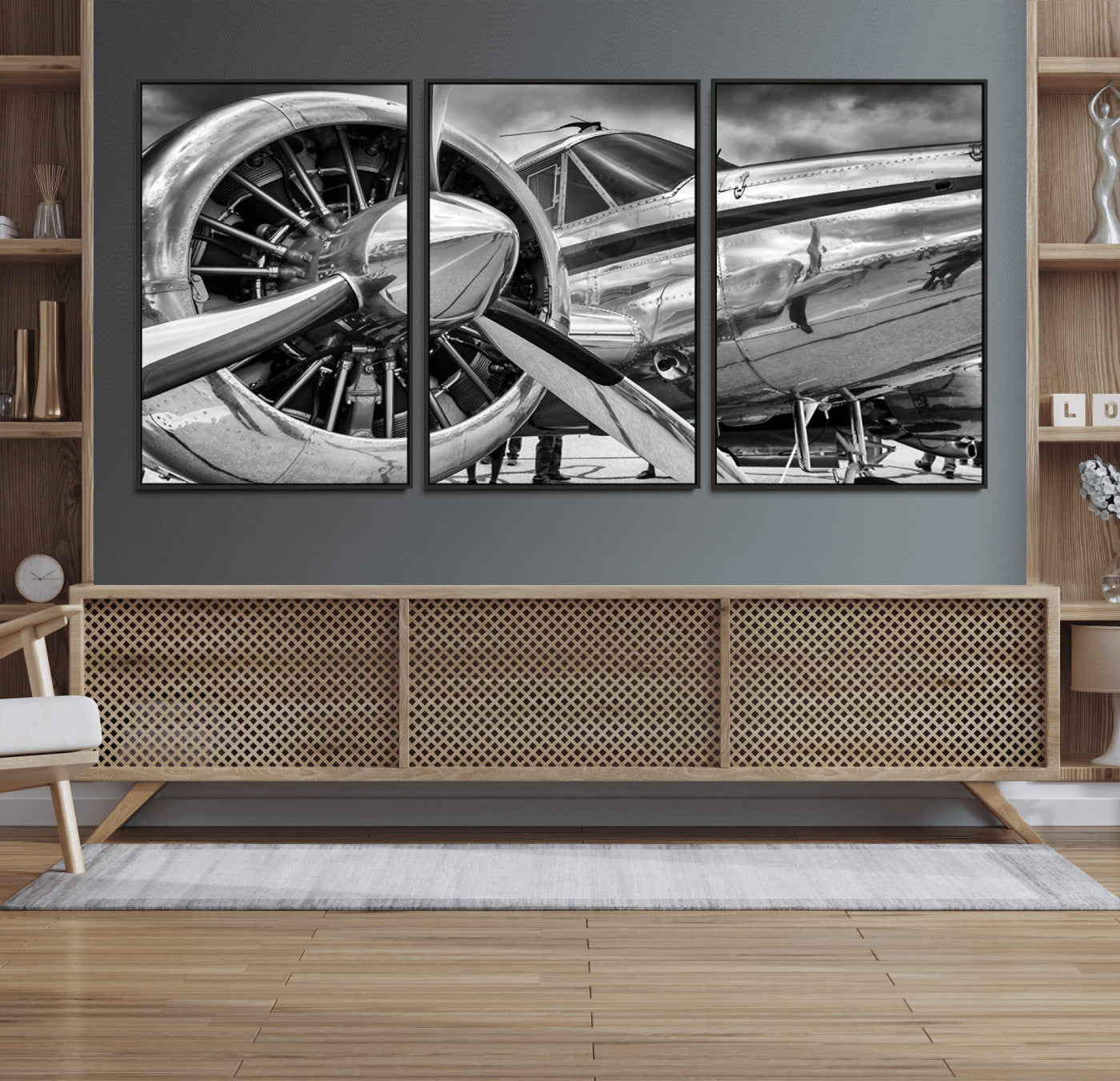 40672-MGV-FC-60X30-3P_Black-Vintage Antique Airplane Wall Art Canvas Print