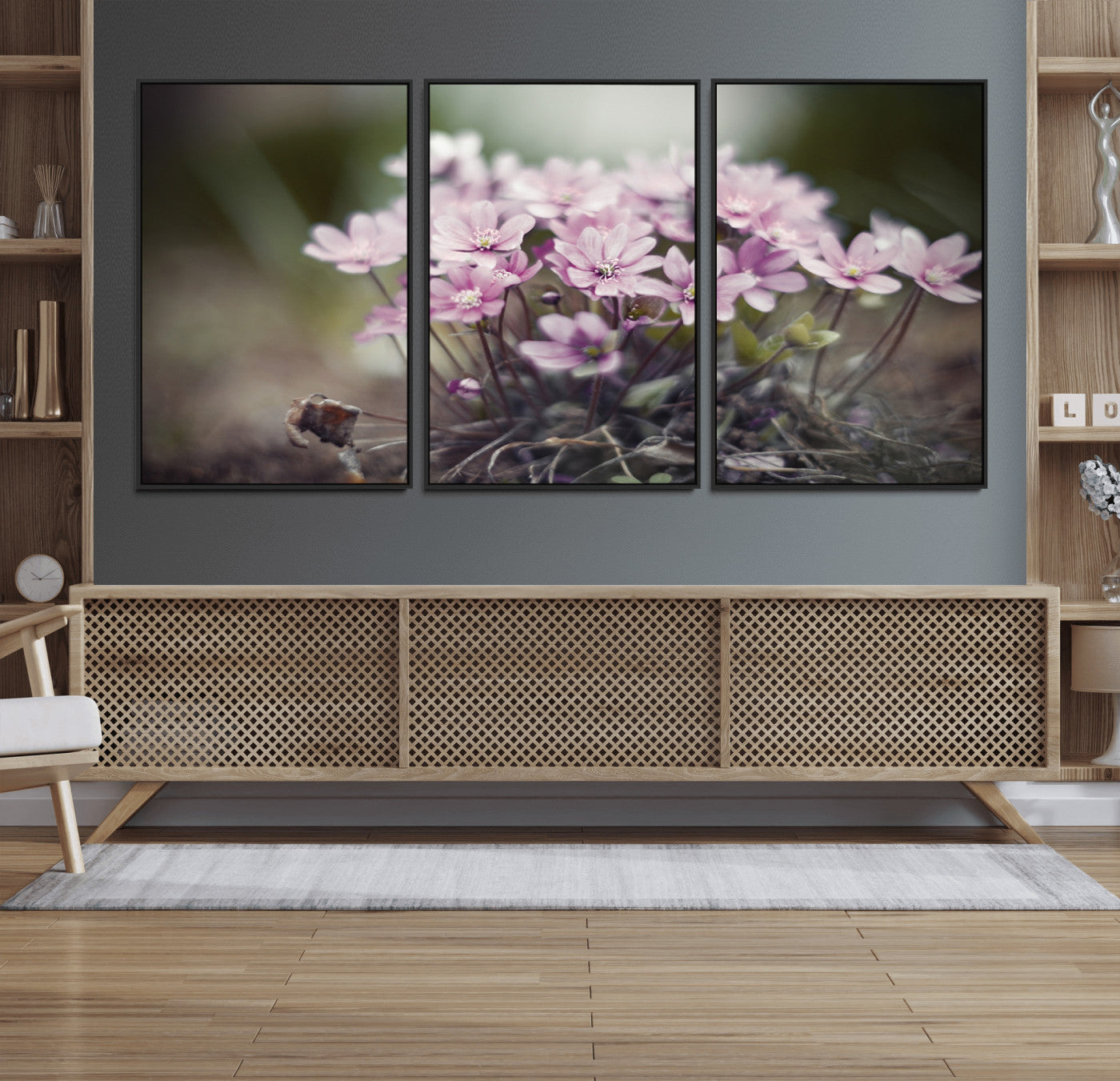 90173-MGV-FC-60X30-3P_Black-Pink Wild Flower Canvas Print