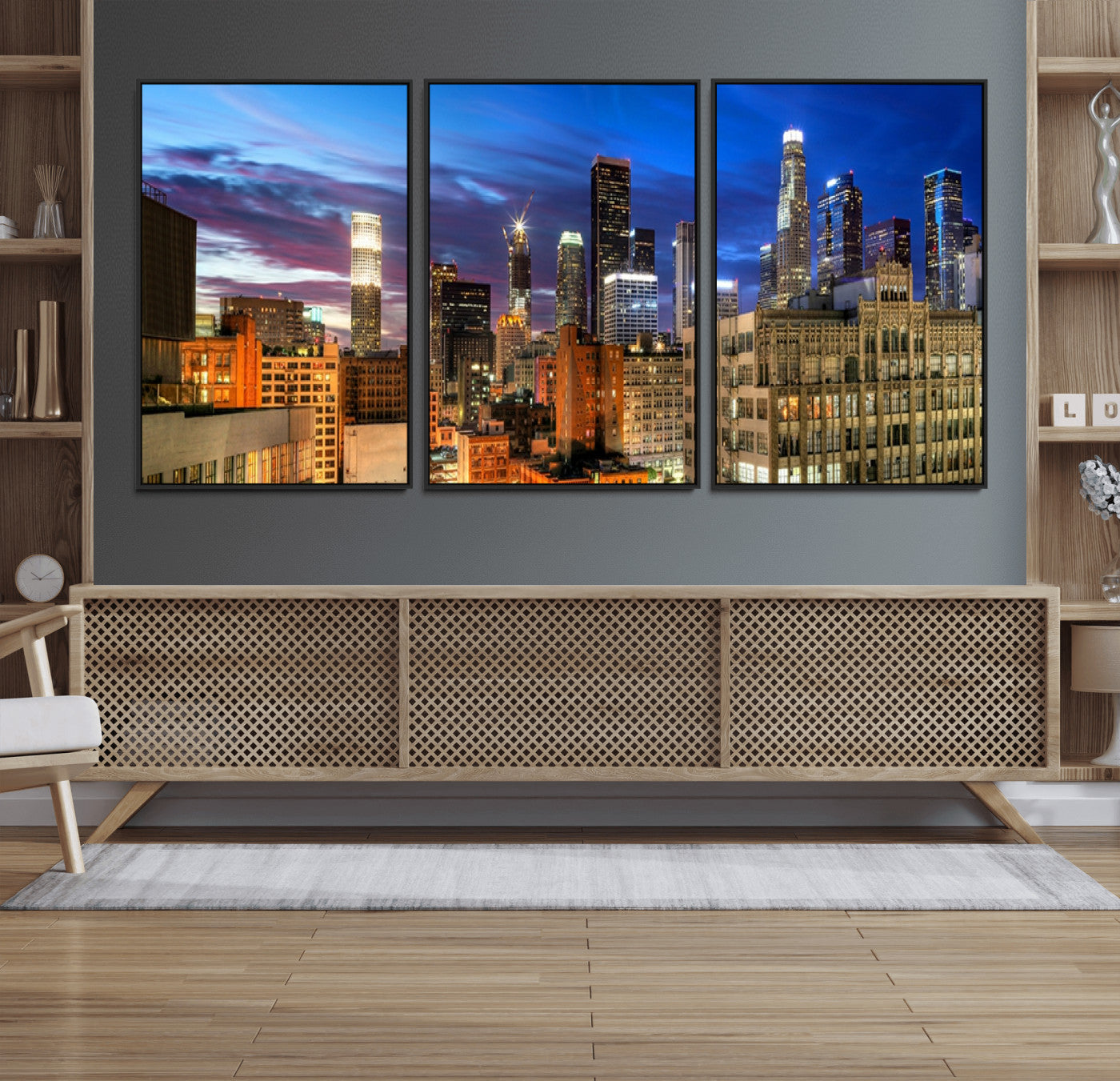 39051-MGV-FC-60X30-3P_Black-Los Angeles Night Wall Art Canvas Print