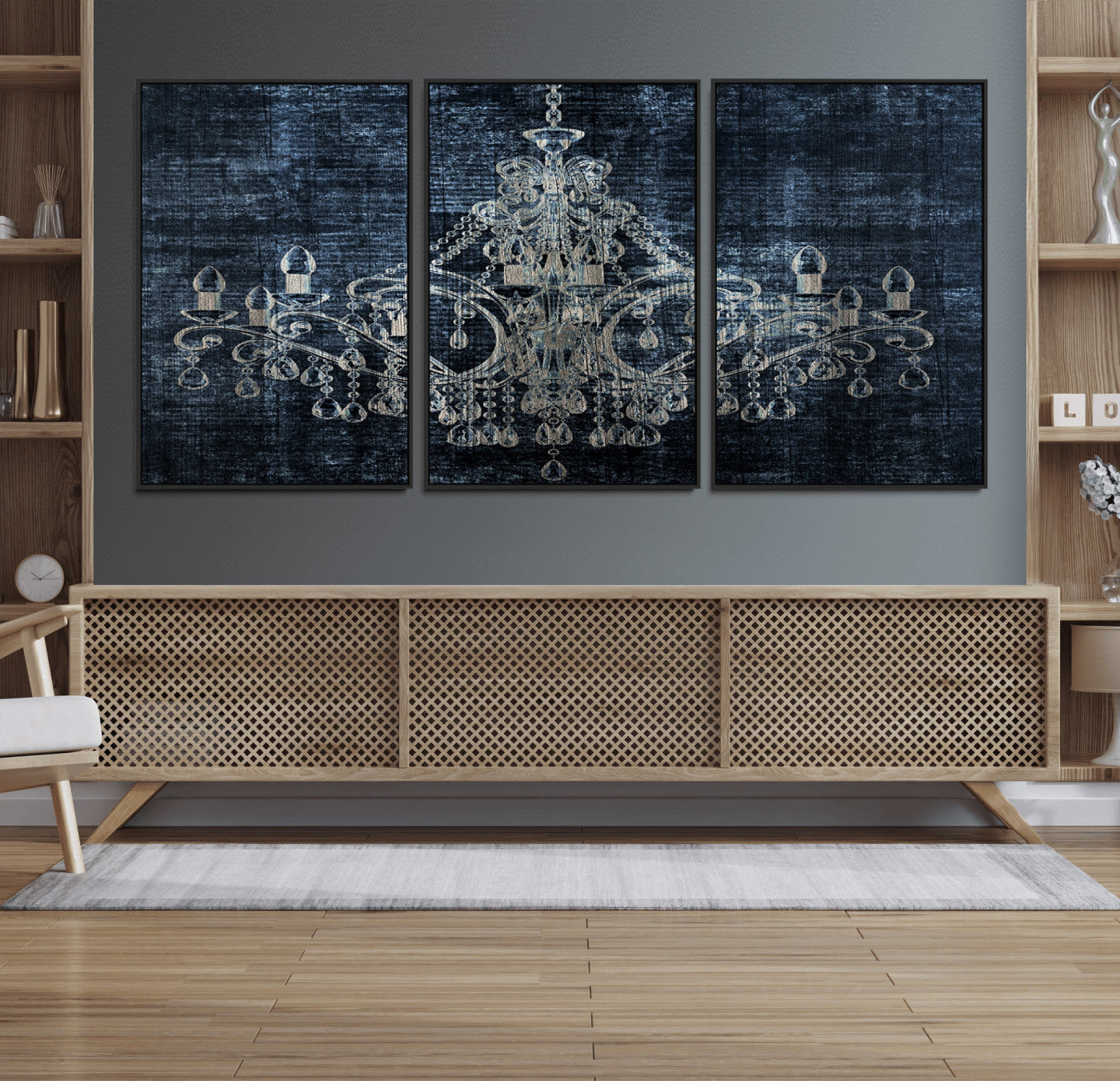 52092-MGV-FC-60X30-3P_Black-Dark Chandelier Wall Art Canvas Print