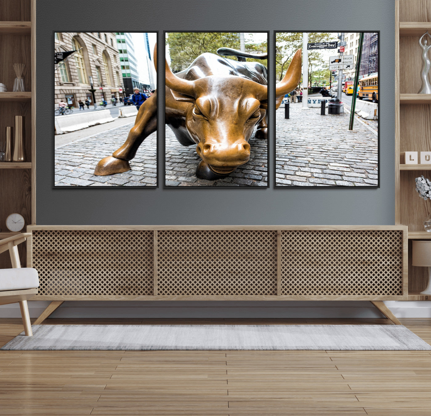 86623-MGV-FC-60X30-3P_Black-Charging Bull Wall Art Canvas Print