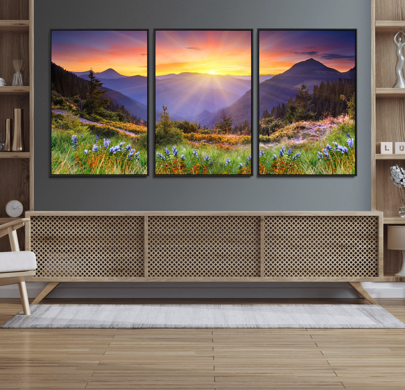 MGV-FC-60X30-3P - Mountain and Spring Wall Art Canvas Print