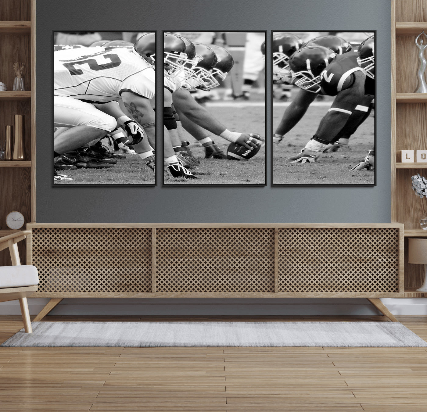 97432-MGV-FC-60X30-3P_Black-American Football Player Wall Art Canvas Print
