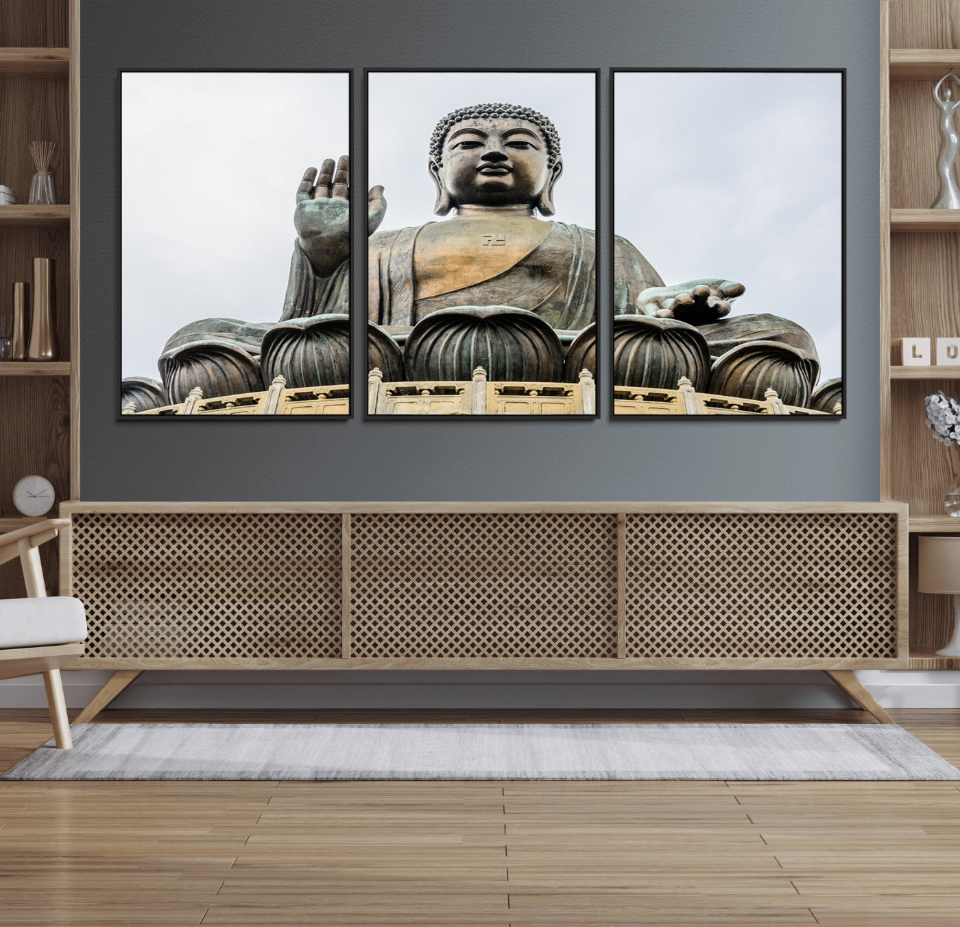 77041-MGV-FC-60X30-3P_Black-Buddha Statue Wall Art Canvas Print