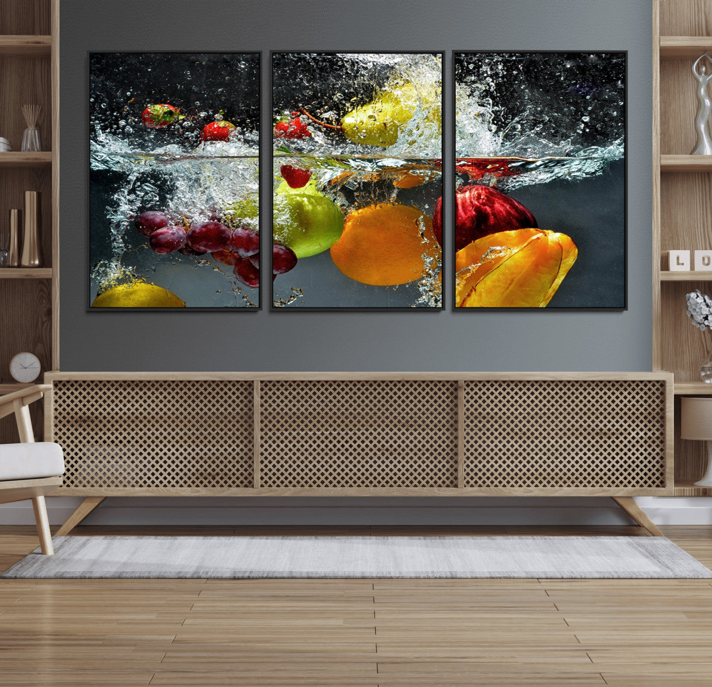23381-MGV-FC-60X30-3P_Black-Kithen Vegetables World Wall Art Canvas Print