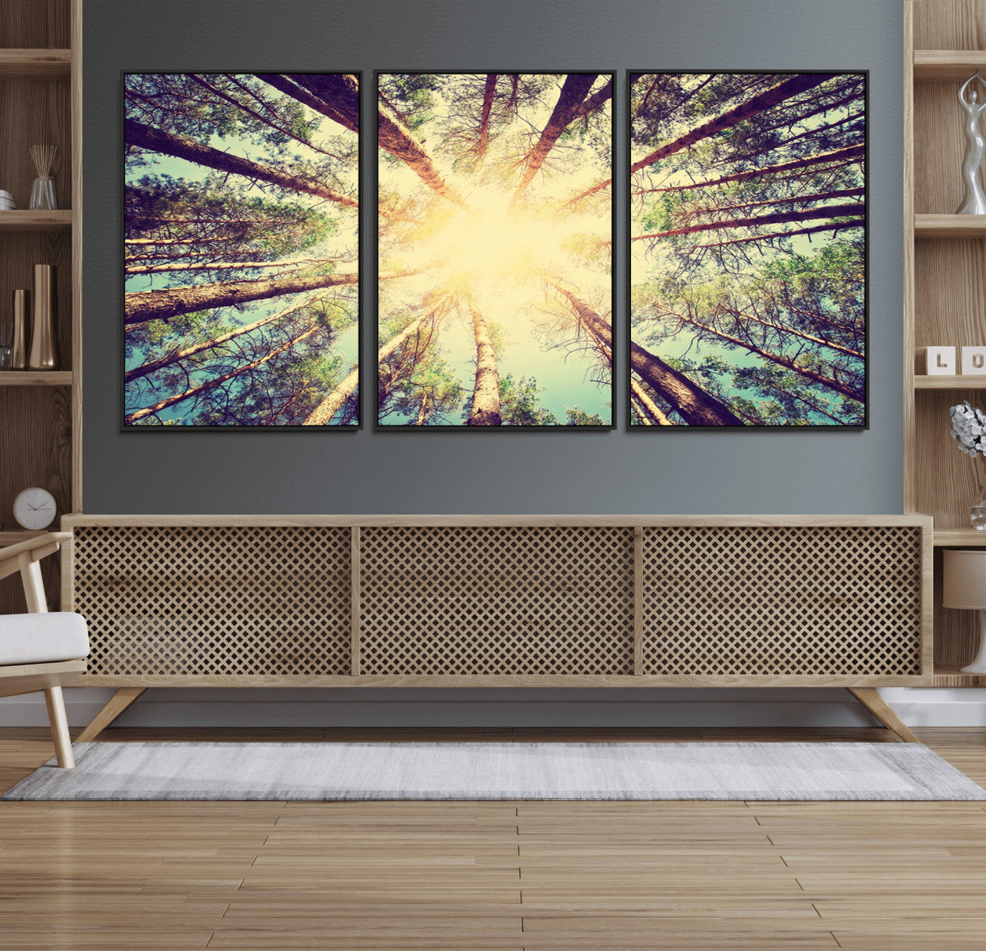 89611-MGV-FC-60X30-3P_Black-Tree and Sunshine Canvas Print