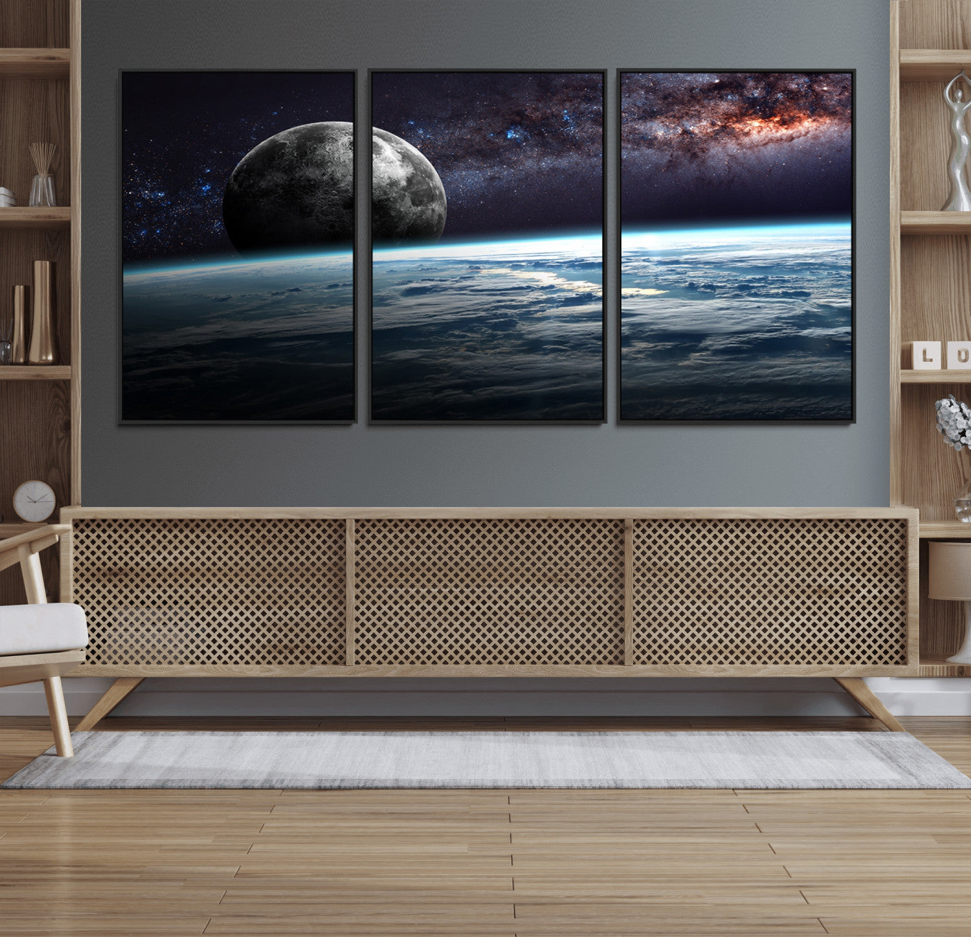22395-MGV-FC-60X30-3P_Black-Space and Planet Canvas Print