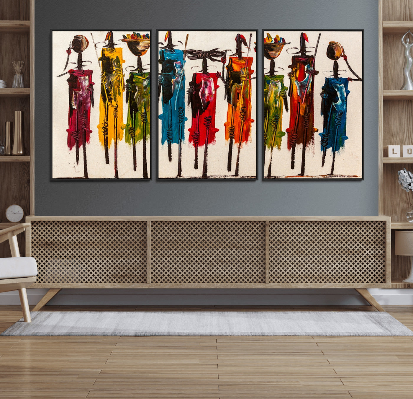 91926-MGV-FC-60X30-3P_Black-Abstract African Women Wall Art Canvas Print