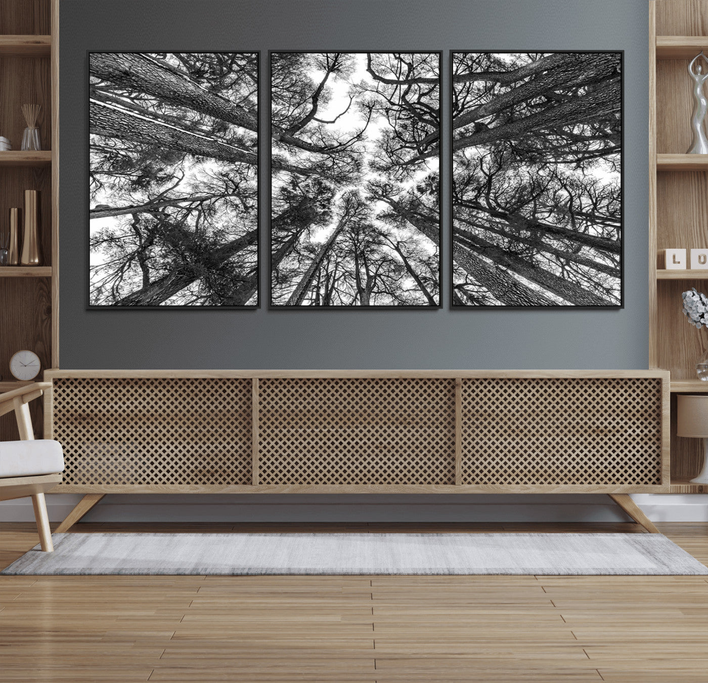 33934-MGV-FC-60X30-3P_Black-Trees Contemporary Art Canvas Print