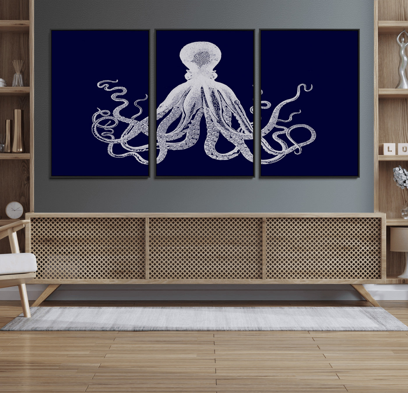 11865-MGV-CV-36X24-Blue Octopus Wall Art Canvas Print