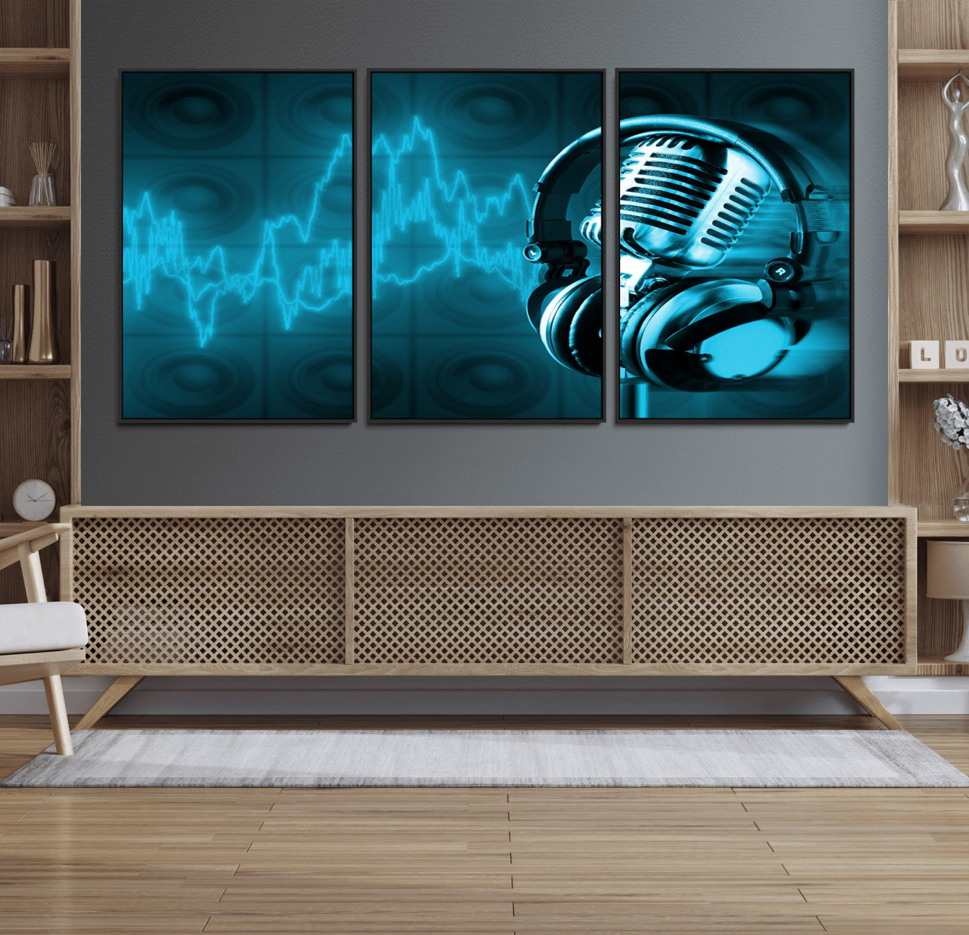 42329-MGV-FC-60X30-3P_Black-Music and Microphone Wall Art Canvas Print