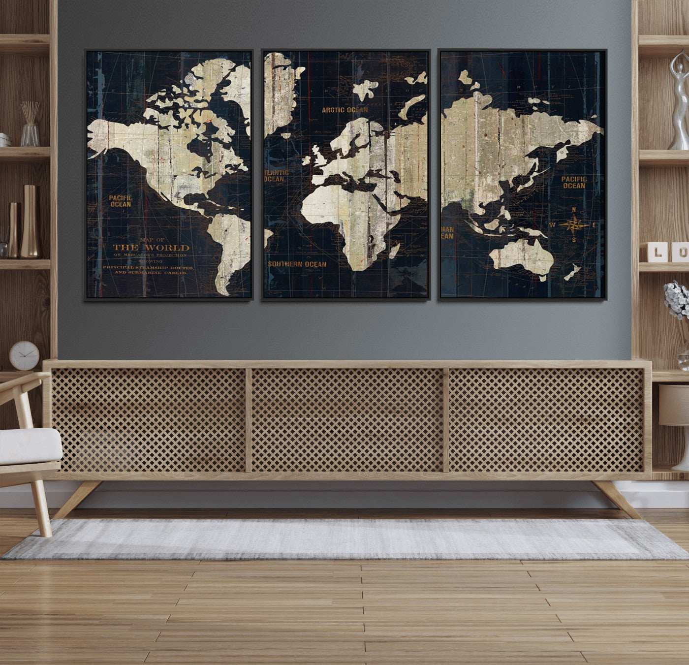 14651-MGV-CV-36X24-Push Pin World Map Canvas Print – Framed Wall Art for Couples to Track Their Travels – Anniversary Gift or Home Adventure Decor