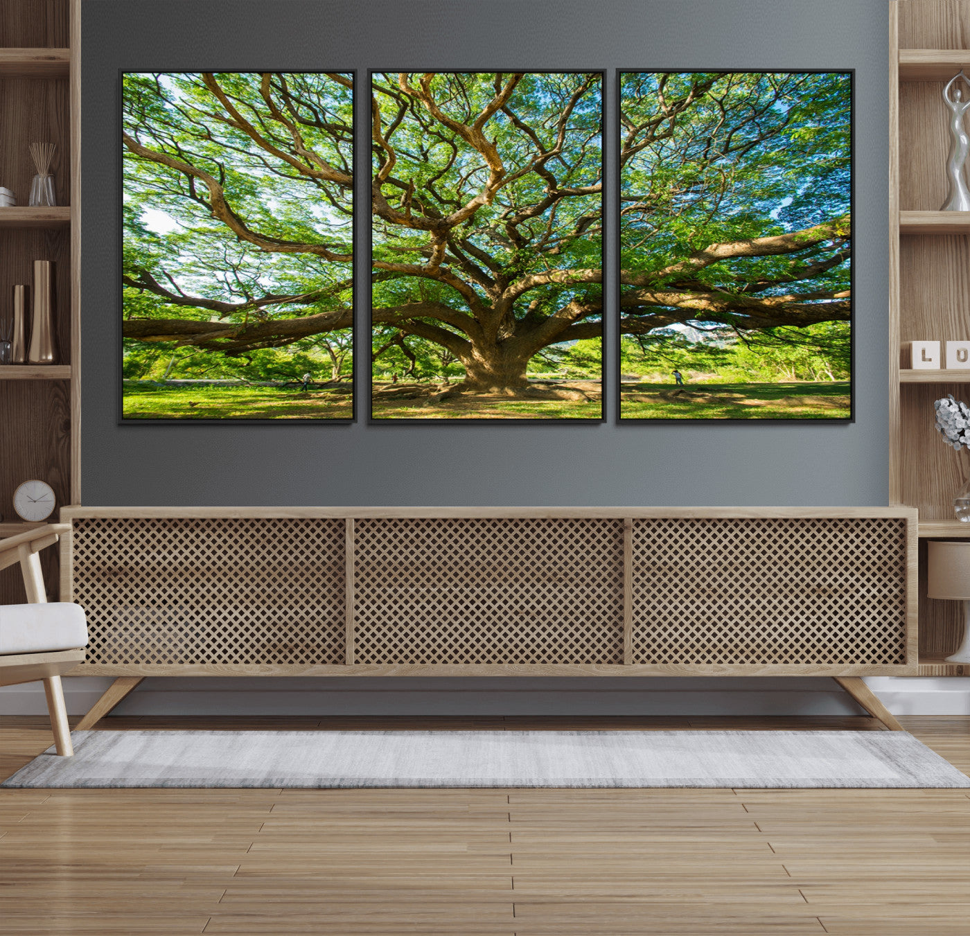 MGV-FC-60X30-3P - Angel Oak Tree Wall Art | Oak Canvas Print | Multi Panel Landscape Wall Art | Ready to Hang Wall Art