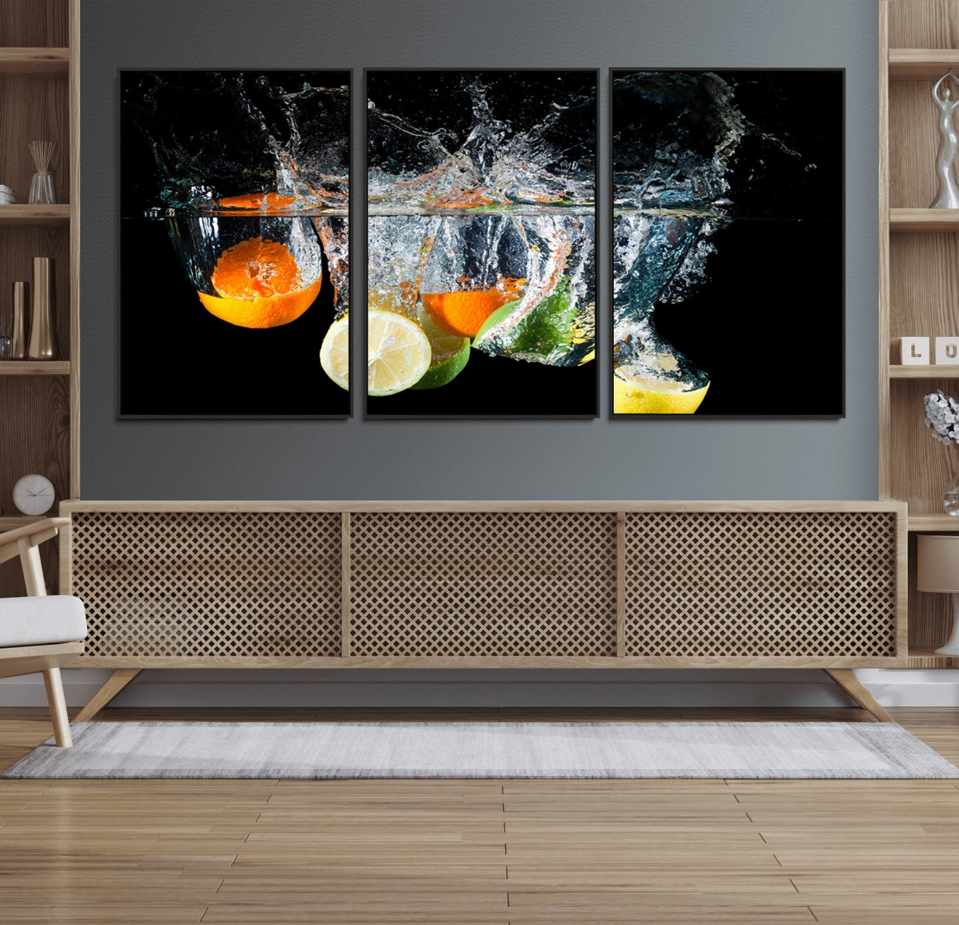 58366-MGV-FC-60X30-3P_Black-Kitchen Wall Art, Kitchen Fruits Art Canvas Print
