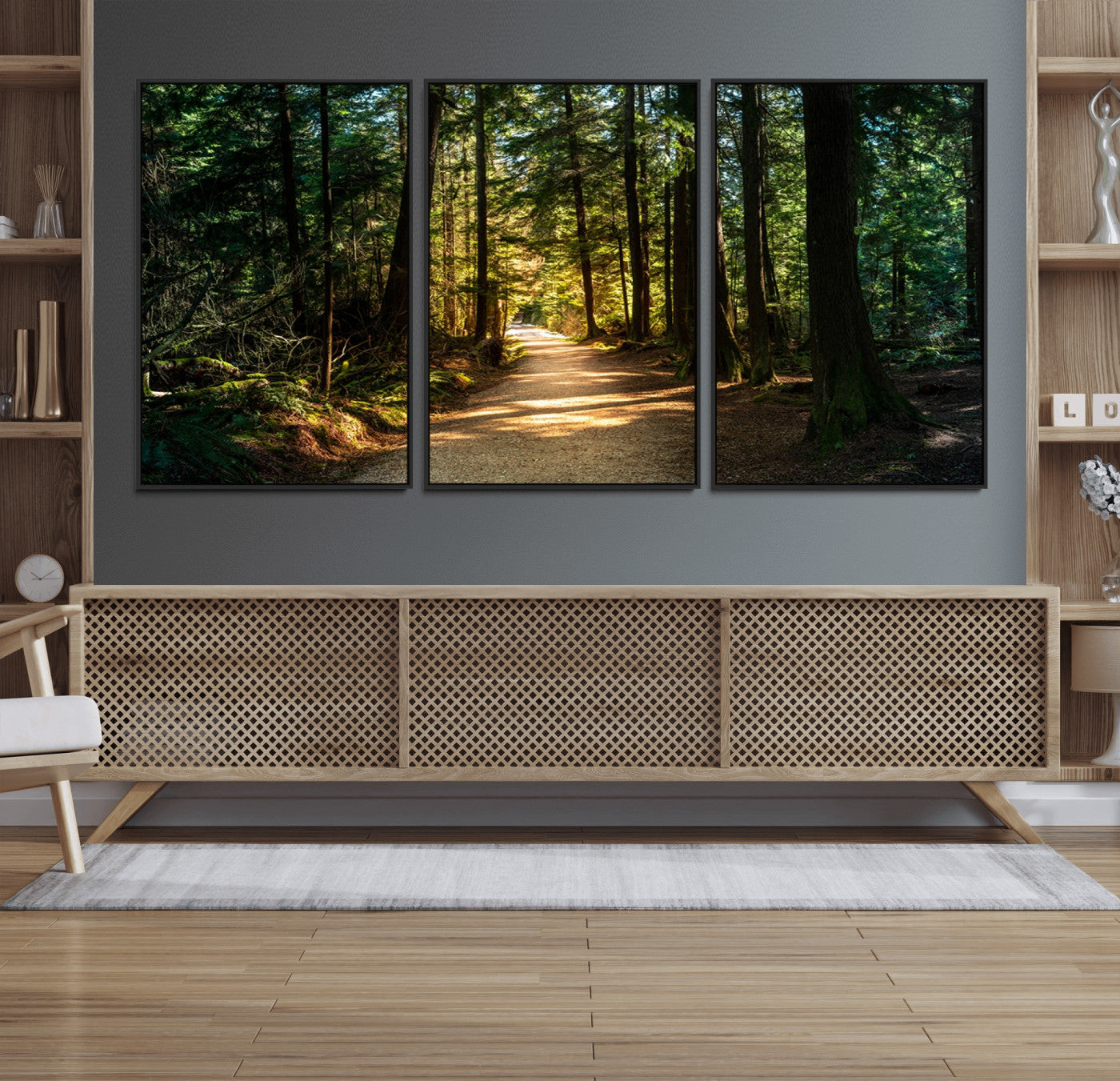 95543-MGV-FC-60X30-3P_Black-Natural Landscape Wall Art Relaxing Forest Canvas Print