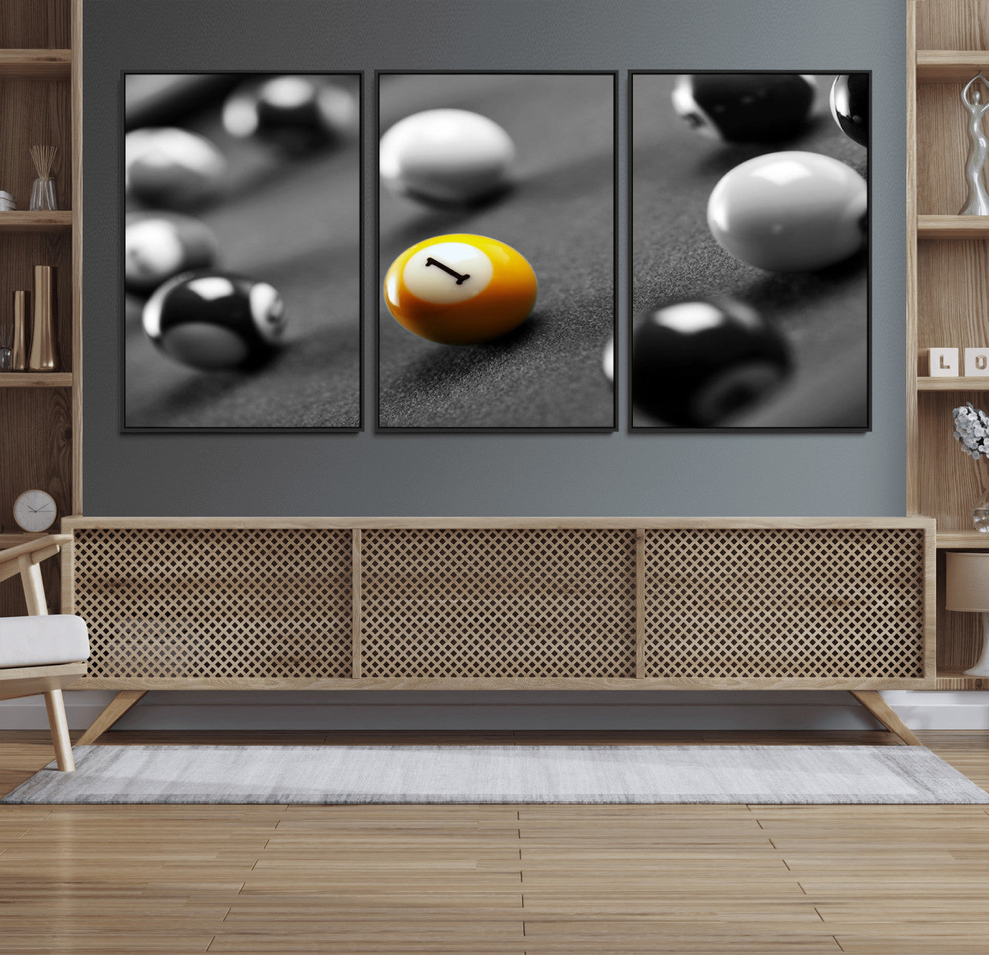16722-MGV-FC-60X30-3P_Black-Wall Art Pool Table and Balls Canvas Print