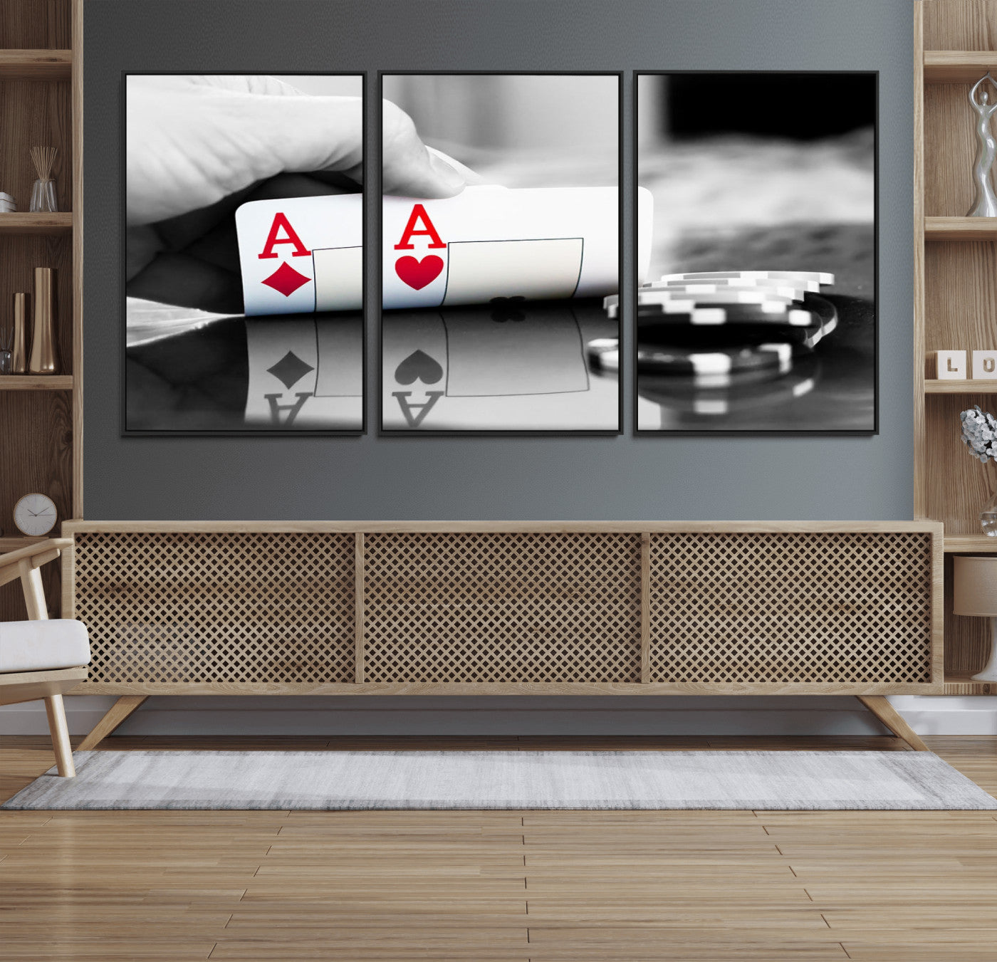 98527-MGV-FC-60X30-3P_Black-Aces Poker Art Poker Game Wall Art Canvas Print