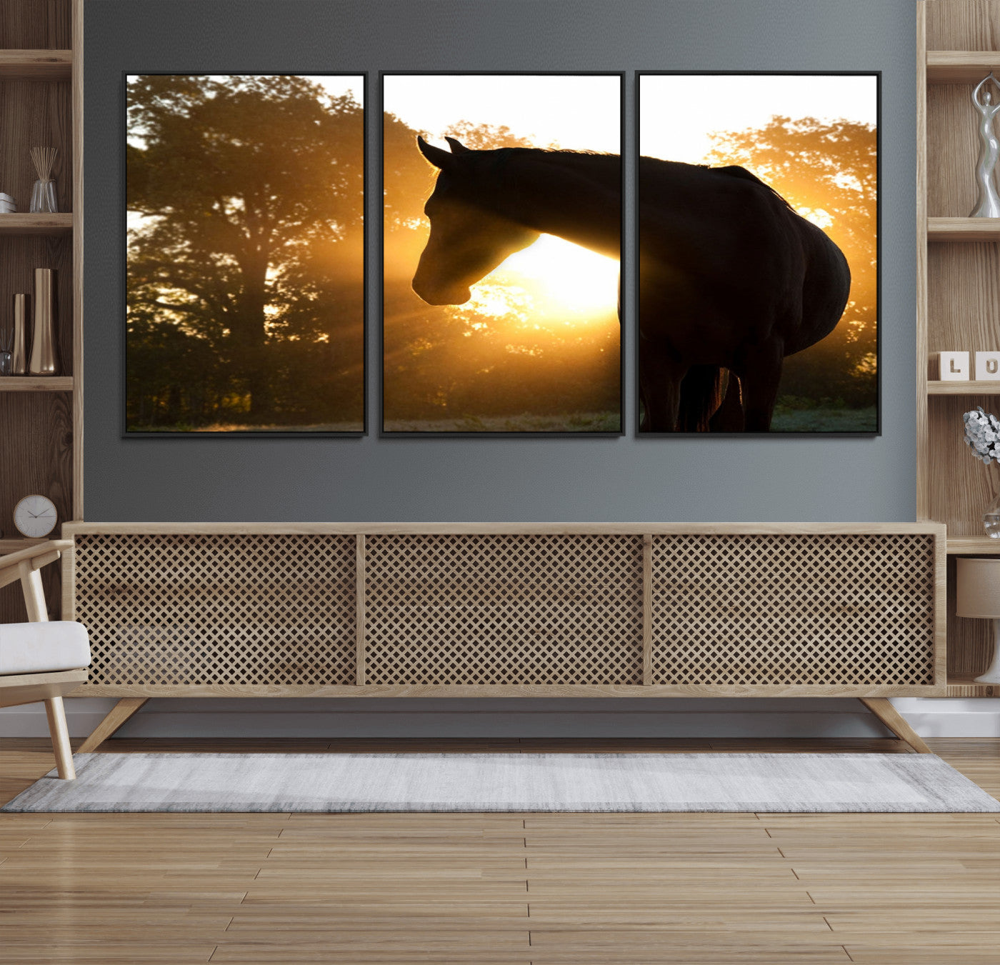 MGV-FC-60X30-3P - Horse at Sunset Wall Art Animal Canvas Print