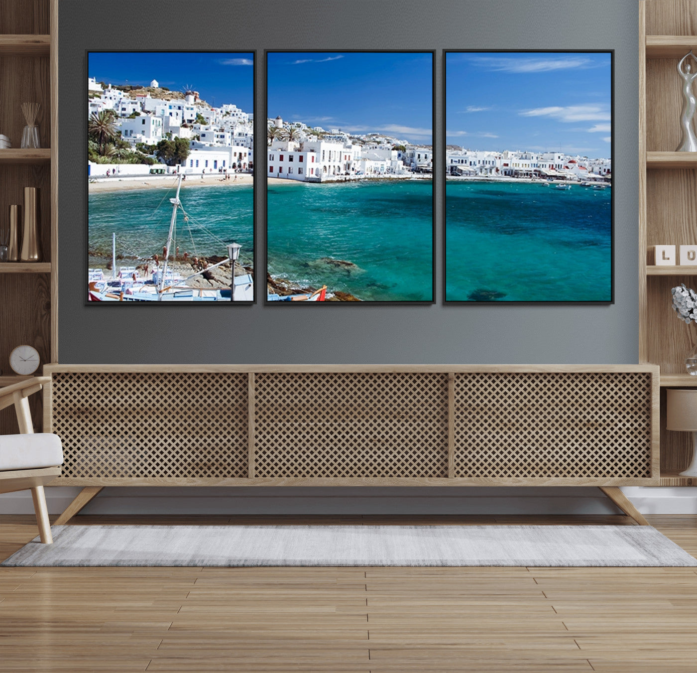 45428-MGV-FC-60X30-3P_Black-Santorini Wall Art Canvas Print