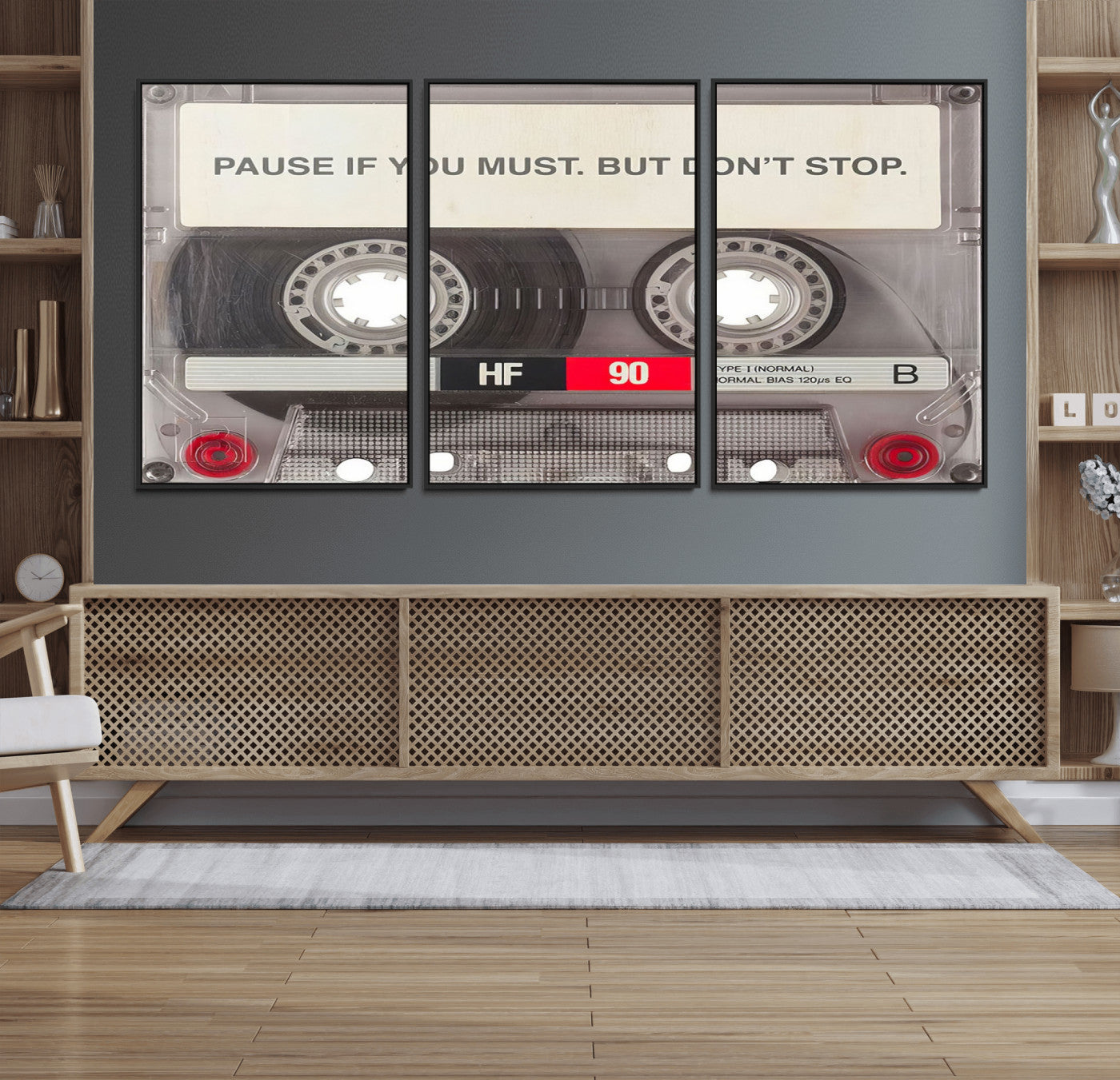 75360-MGV-FC-60X30-3P_Black-Music Cassette Iconic Wall Art Canvas Print