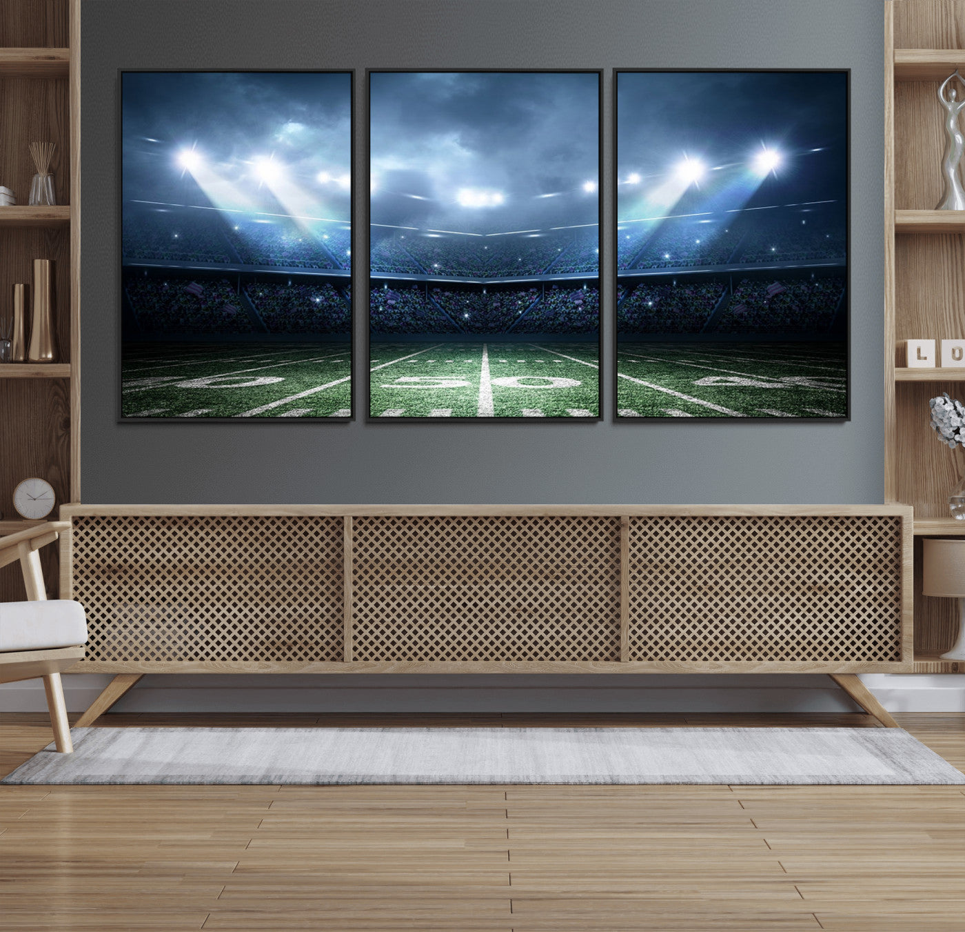74741-MGV-FC-60X30-3P_Black-American Football Stadium Wall Art Canvas, American Football Stadium Canvas Print
