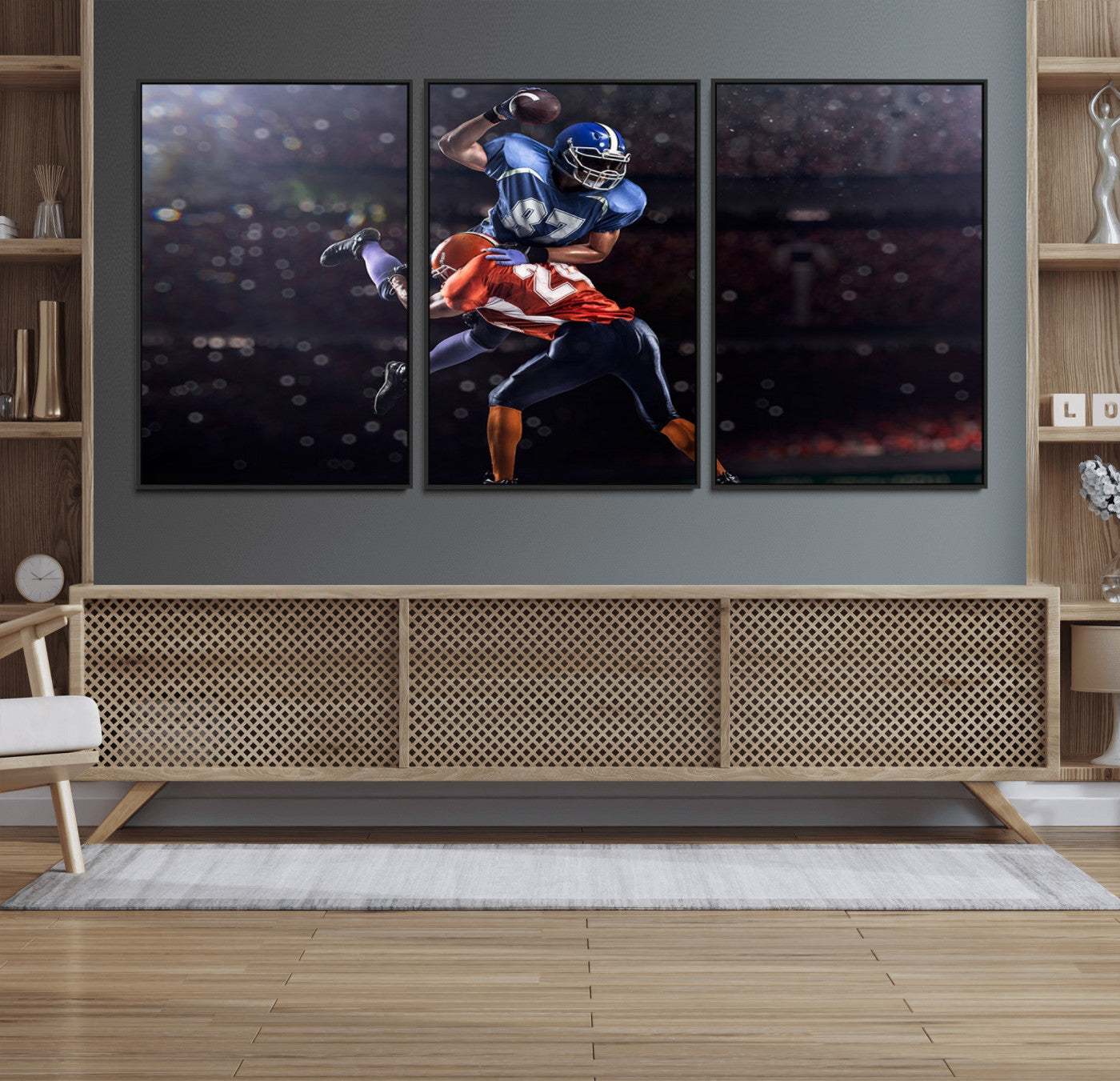 76491-MGV-FC-60X30-3P_Black-American Football Wall Art Canvas Print, Stadium Sport Wall Art Print