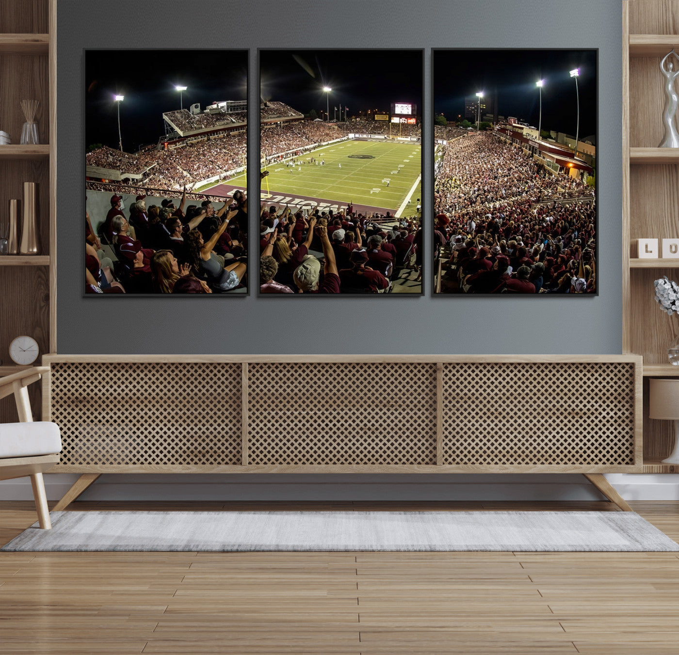 94126-MGV-FC-60X30-3P_Black-Washington-Grizzly Stadium Canvas Print, American Football Wall Art Canvas Print, Stadium Sport Wall