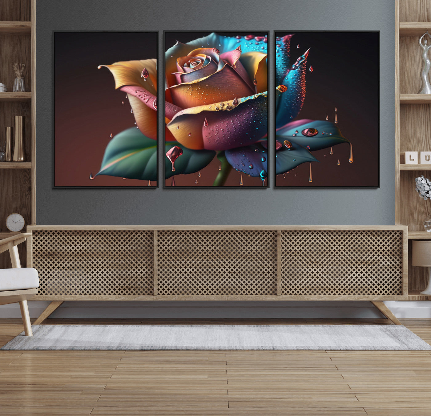 MGV-FC-60X30-3P - Abstract Rose Wall Art Canvas Print