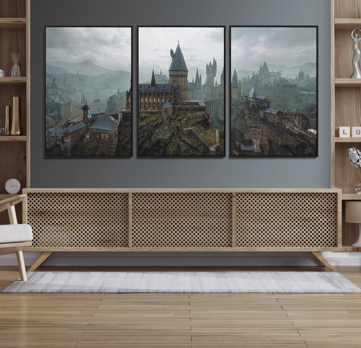 MGV-FC-60X30-3P - Disney Castle Wall Art Canvas Print, Living Kids Home Room Decor Art Print